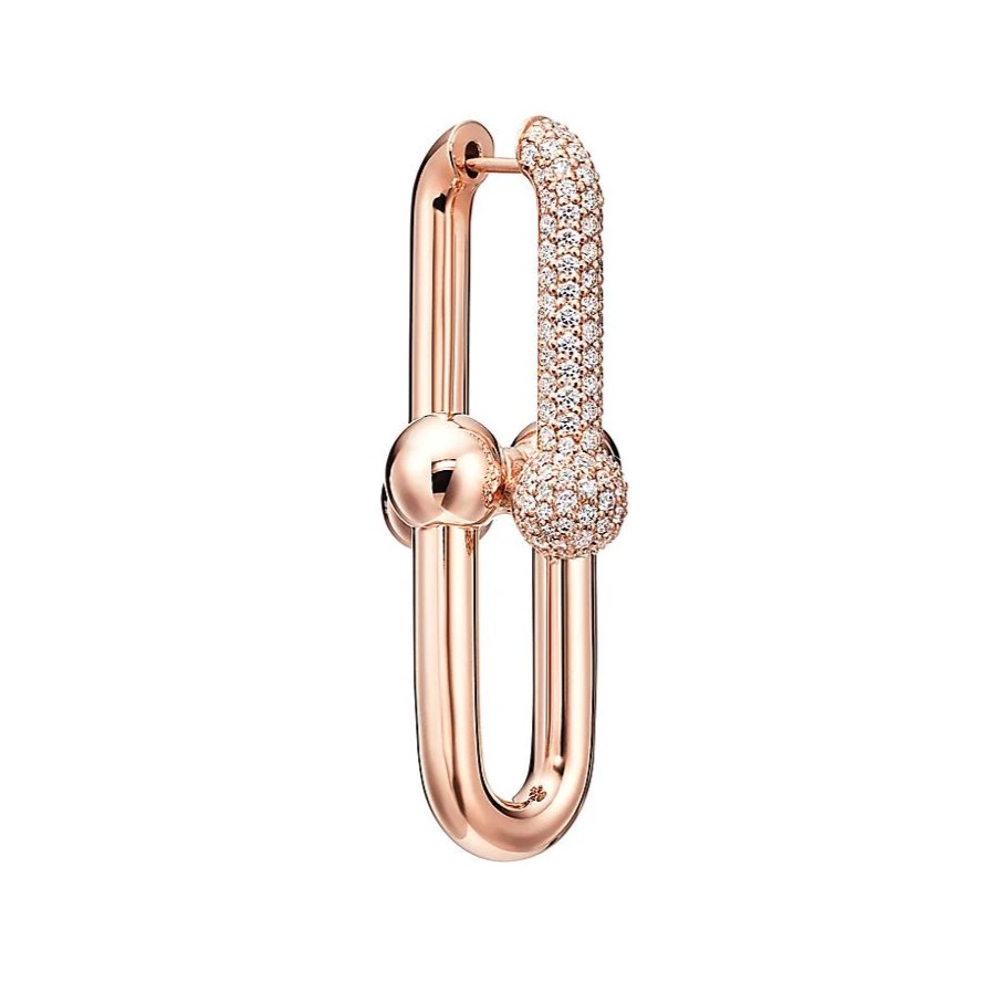 Hoa tai Tiffany & Co Large Link Earrings in Rose Gold with Pavé Diamonds 12