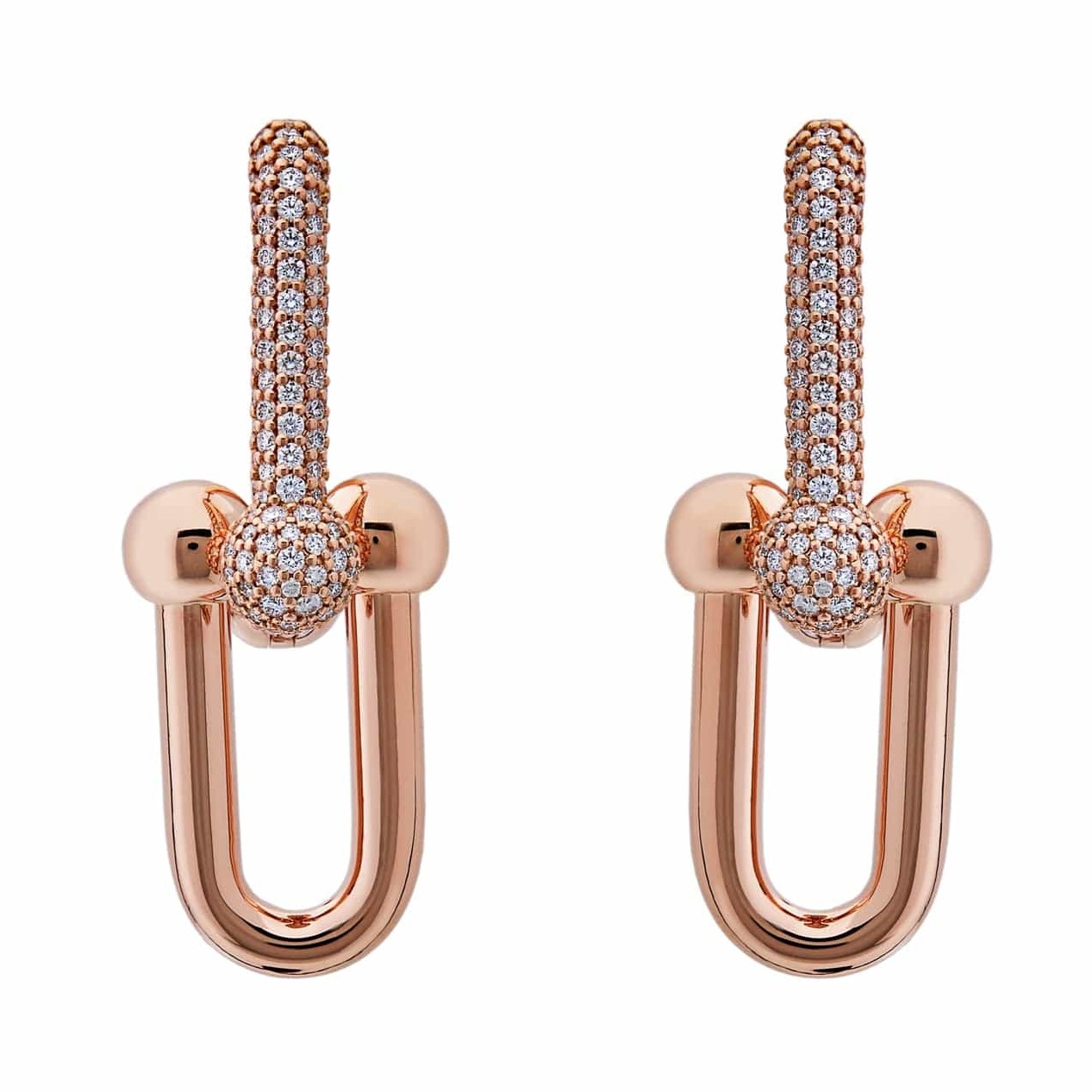 Hoa tai Tiffany & Co Large Link Earrings in Rose Gold with Pavé Diamonds 15
