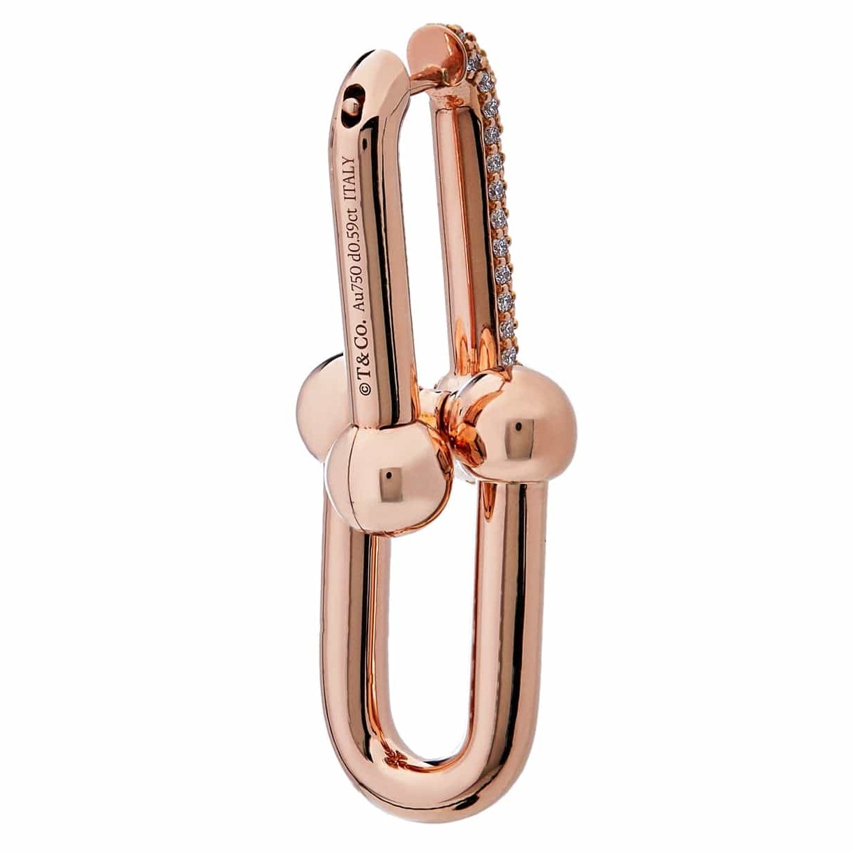 Hoa tai Tiffany & Co Large Link Earrings in Rose Gold with Pavé Diamonds 17