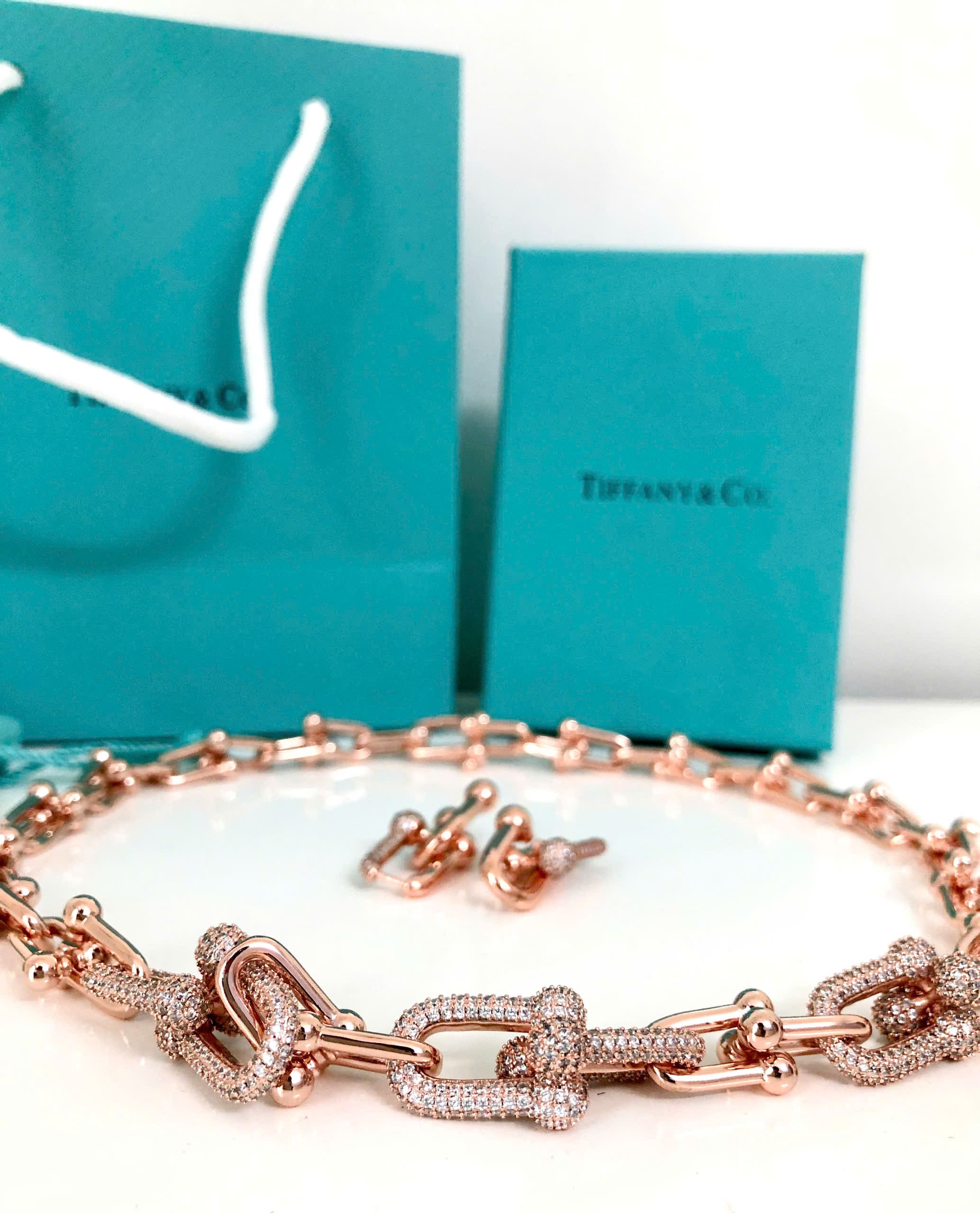 Hoa tai Tiffany & Co Large Link Earrings in Rose Gold with Pavé Diamonds 19