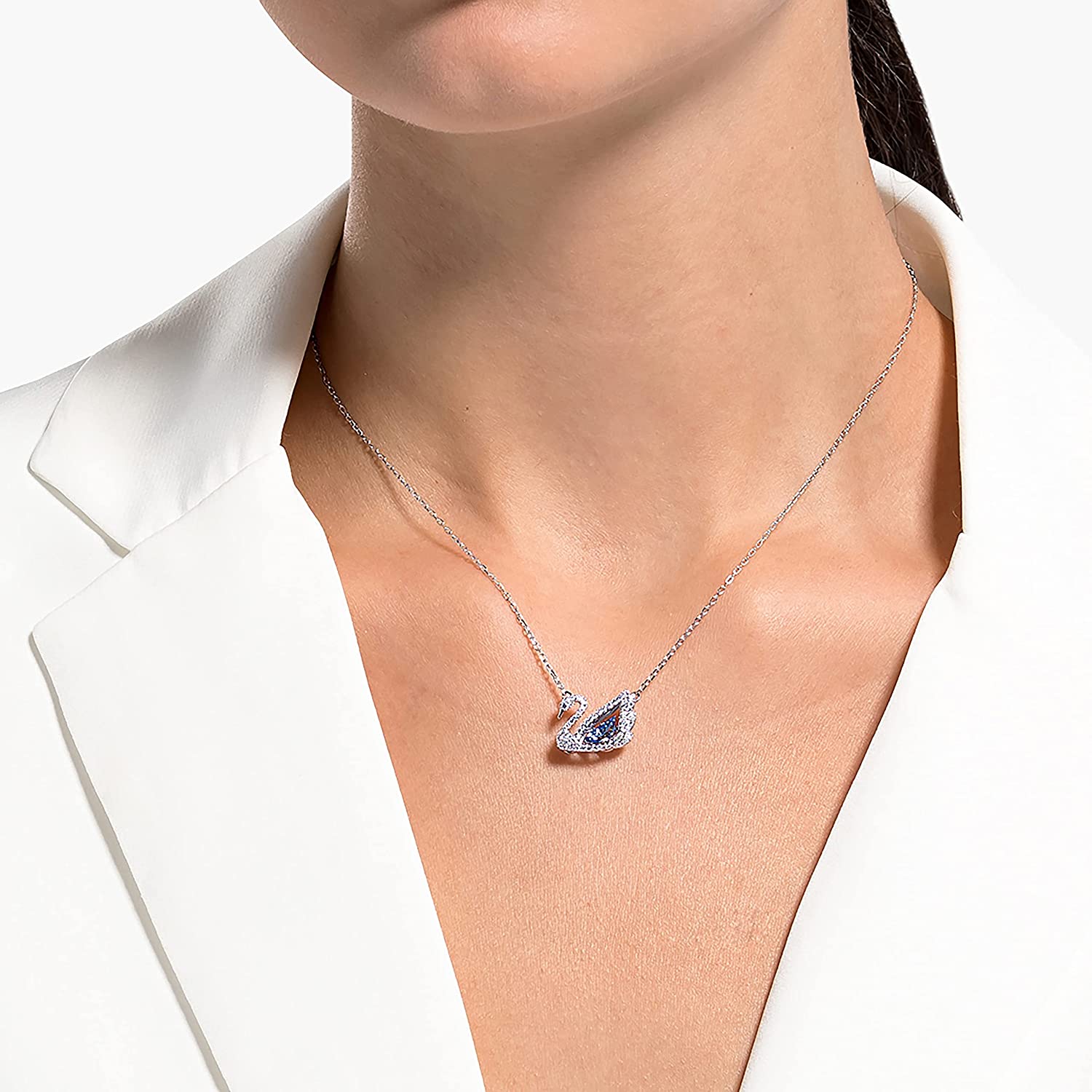 DÂY CHUYỀN NỮ DANCING SWAN NECKLACE, BLUE, RHODIUM PLATED 10