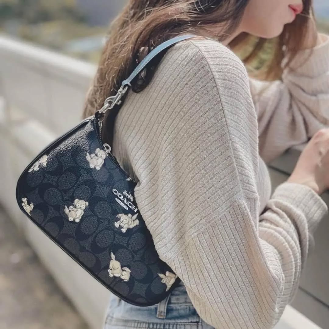 Túi Coach Teri Shoulder Bag in Signature Canvas With Happy Dog Print CC775 5