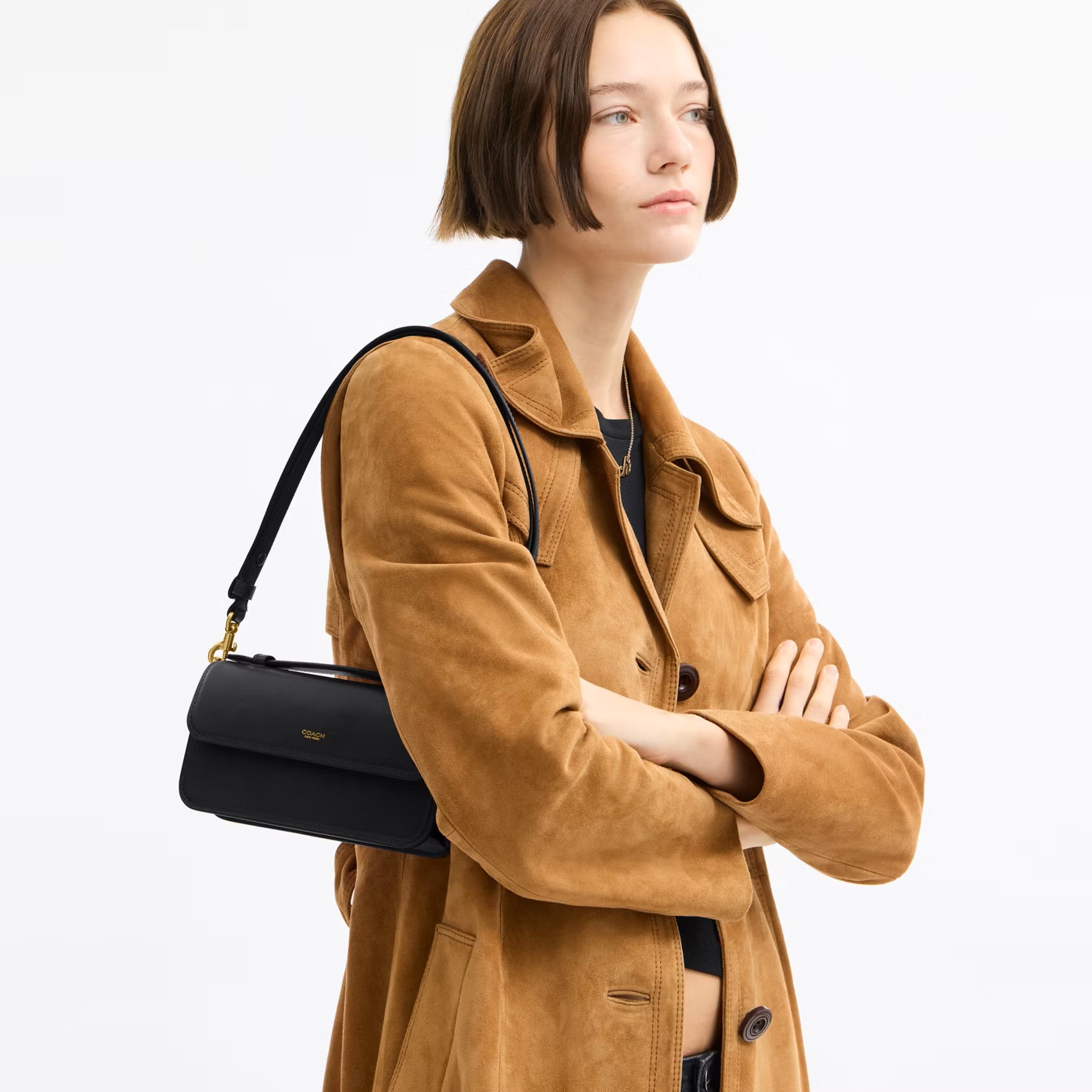 Túi Coach Elora Top Handle Leather Crossbody Clutch Bag Black CCY30 8