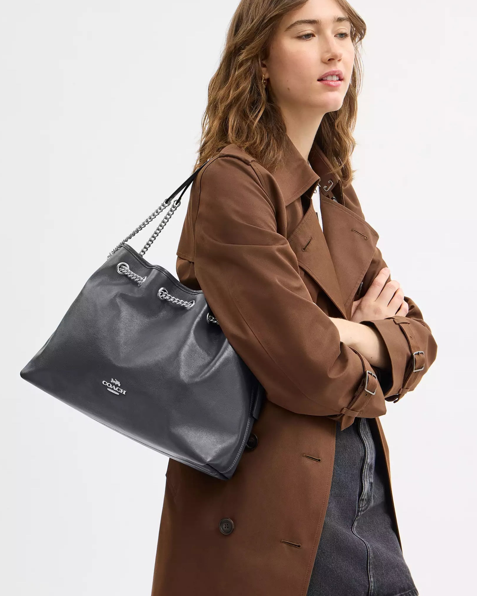 Túi Coach nữ Evelyn Shoulder Bag Gray CCZ79 4