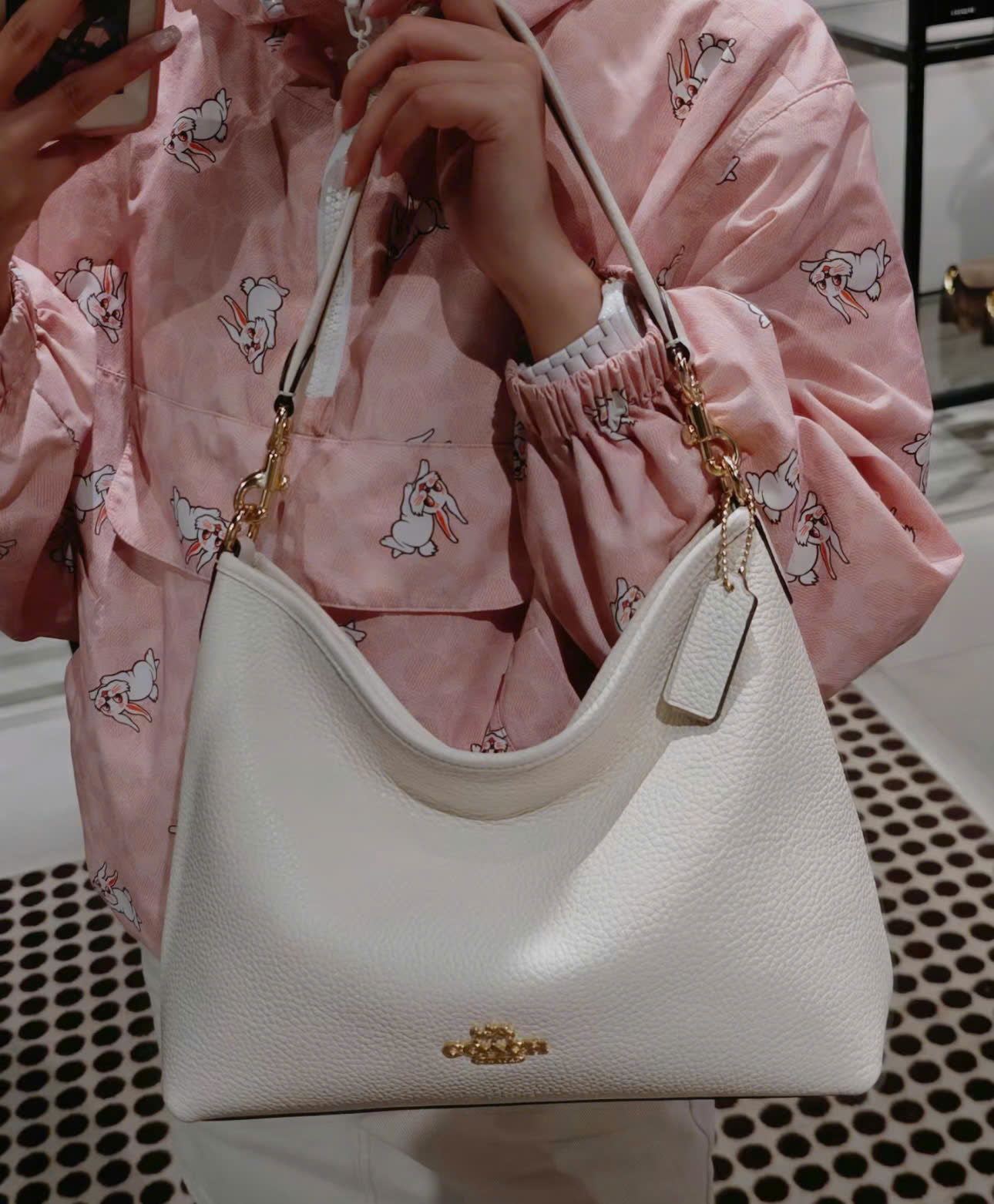 Túi Coach Laurel Large Shoulder Bag Chalk CY684 2