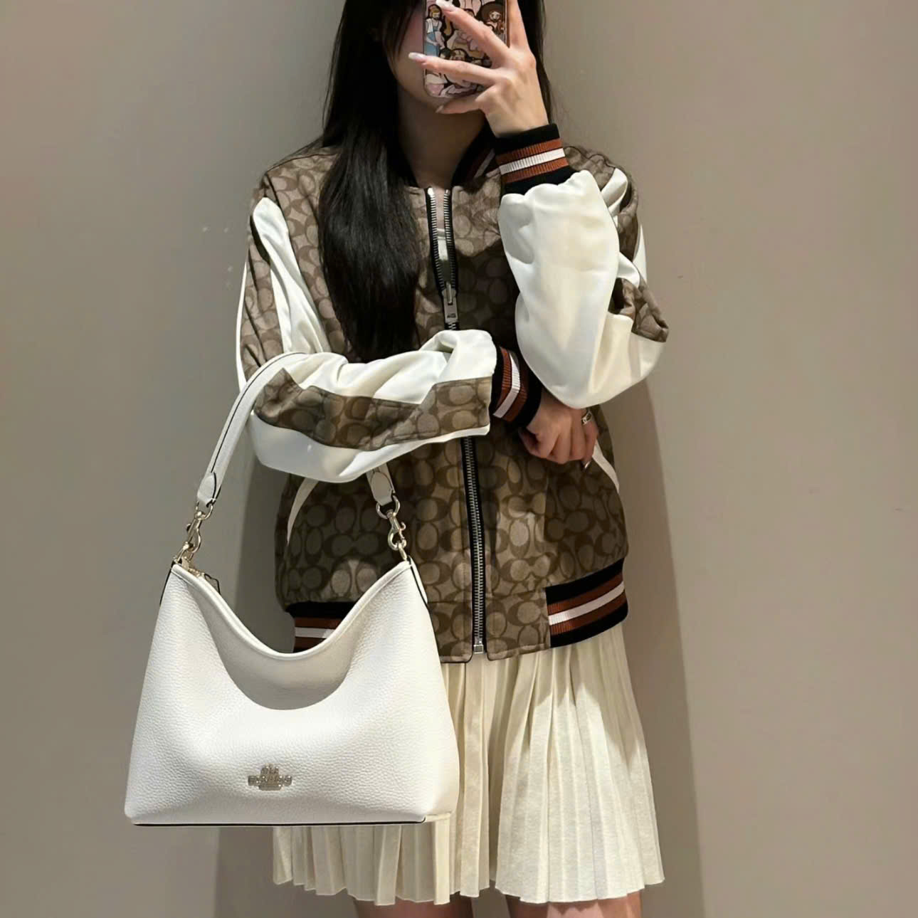 Túi Coach Laurel Large Shoulder Bag Chalk CY684 3