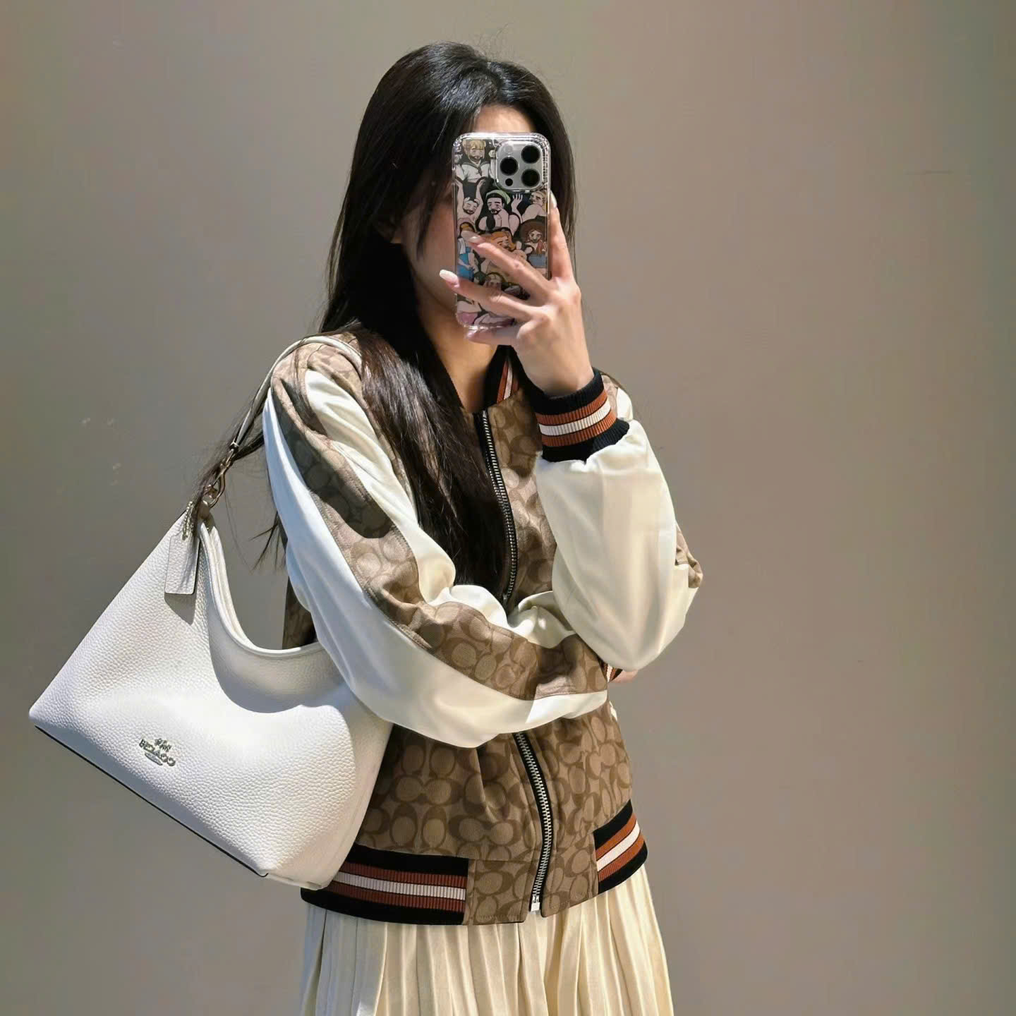 Túi Coach Laurel Large Shoulder Bag Chalk CY684 10