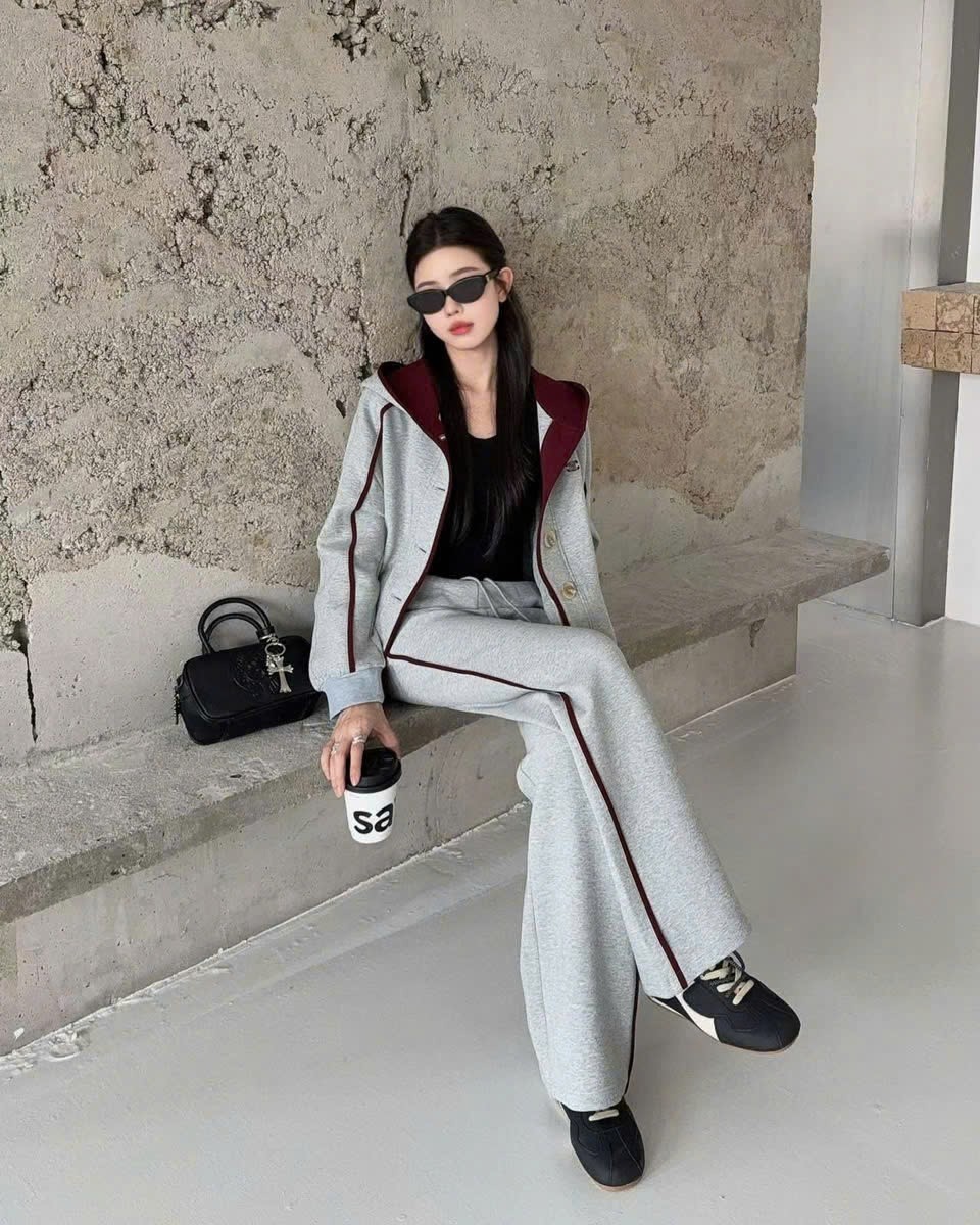 Set áo khoác có nón quần dài suông Celine 4