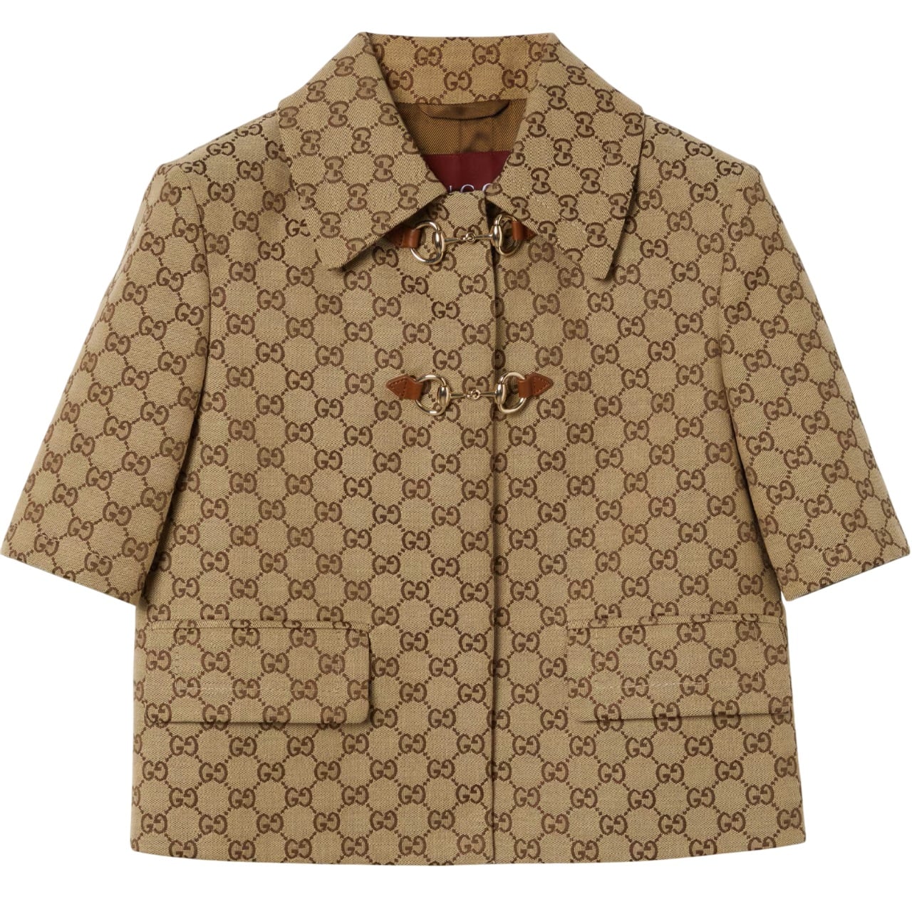 Áo Gucci Camel and Dark Brown GG Canvas Jacket With Horsebit 1