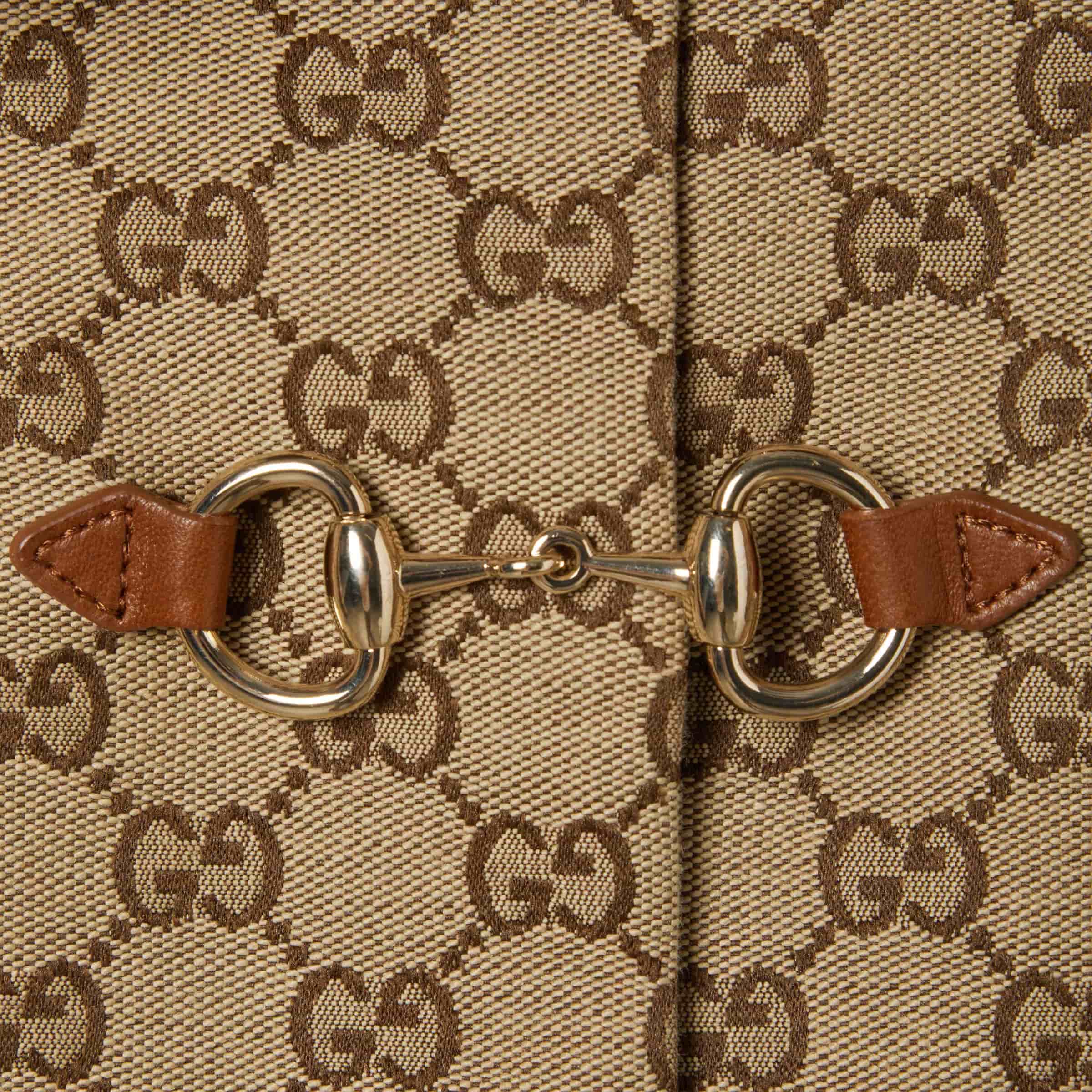 Áo Gucci Camel and Dark Brown GG Canvas Jacket With Horsebit 2