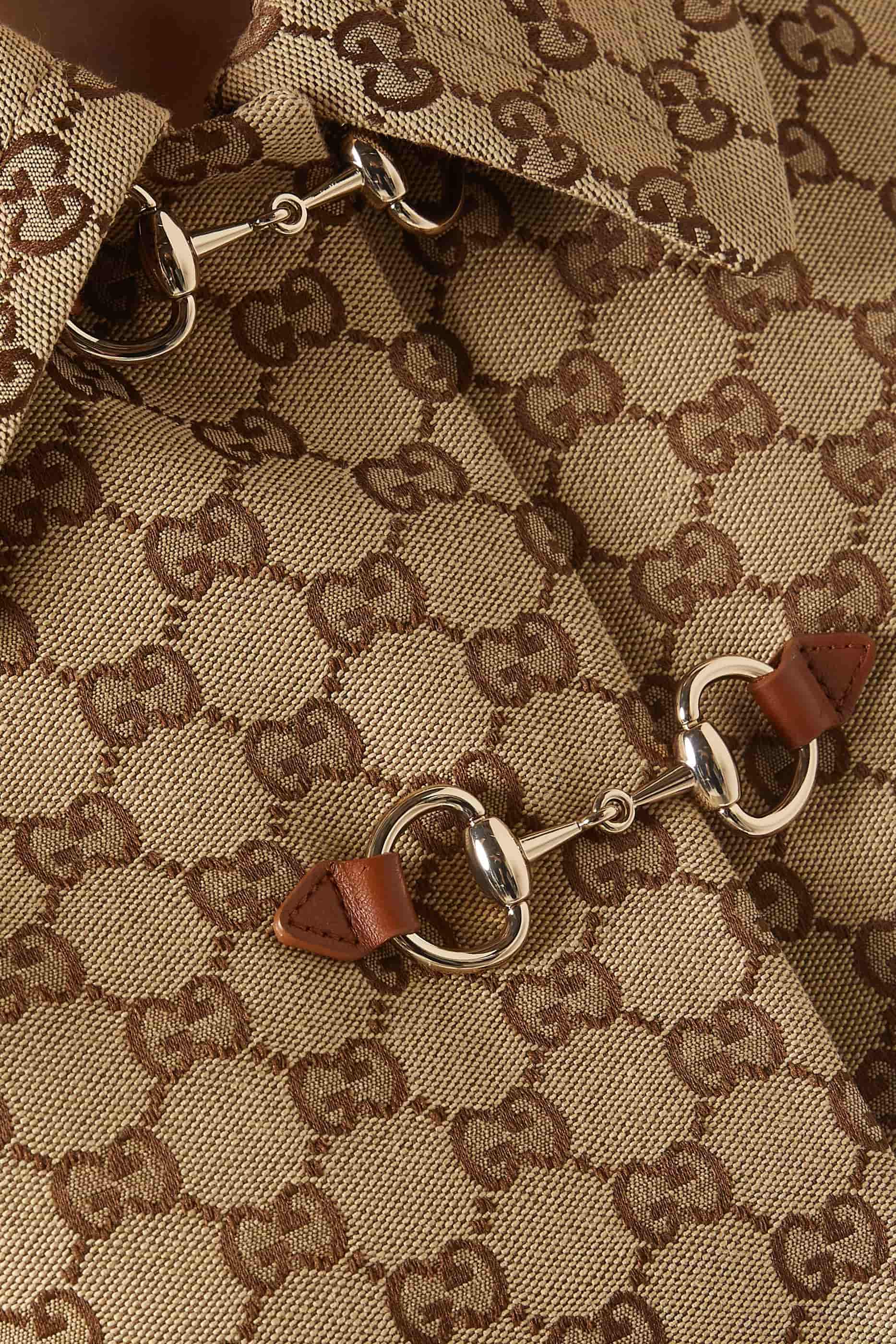 Áo Gucci Camel and Dark Brown GG Canvas Jacket With Horsebit 3
