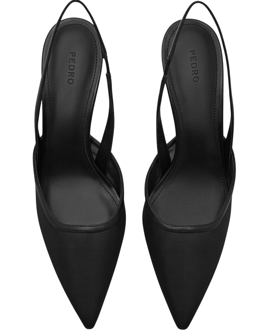 Giày cao gót Pedro Mesh Slingback Heel Pumps Black PW1-25480280 1