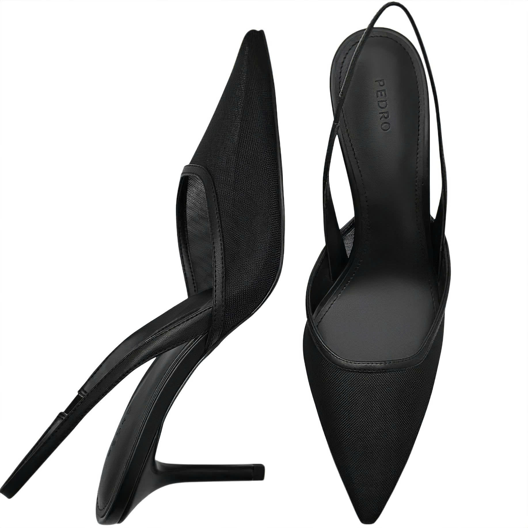 Giày cao gót Pedro Mesh Slingback Heel Pumps Black PW1-25480280 2