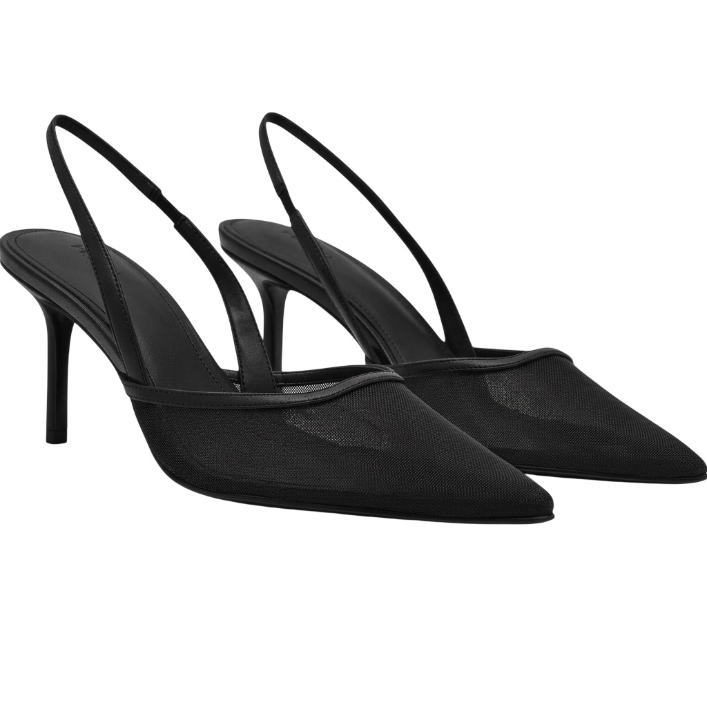 Giày cao gót Pedro Mesh Slingback Heel Pumps Black PW1-25480280 5
