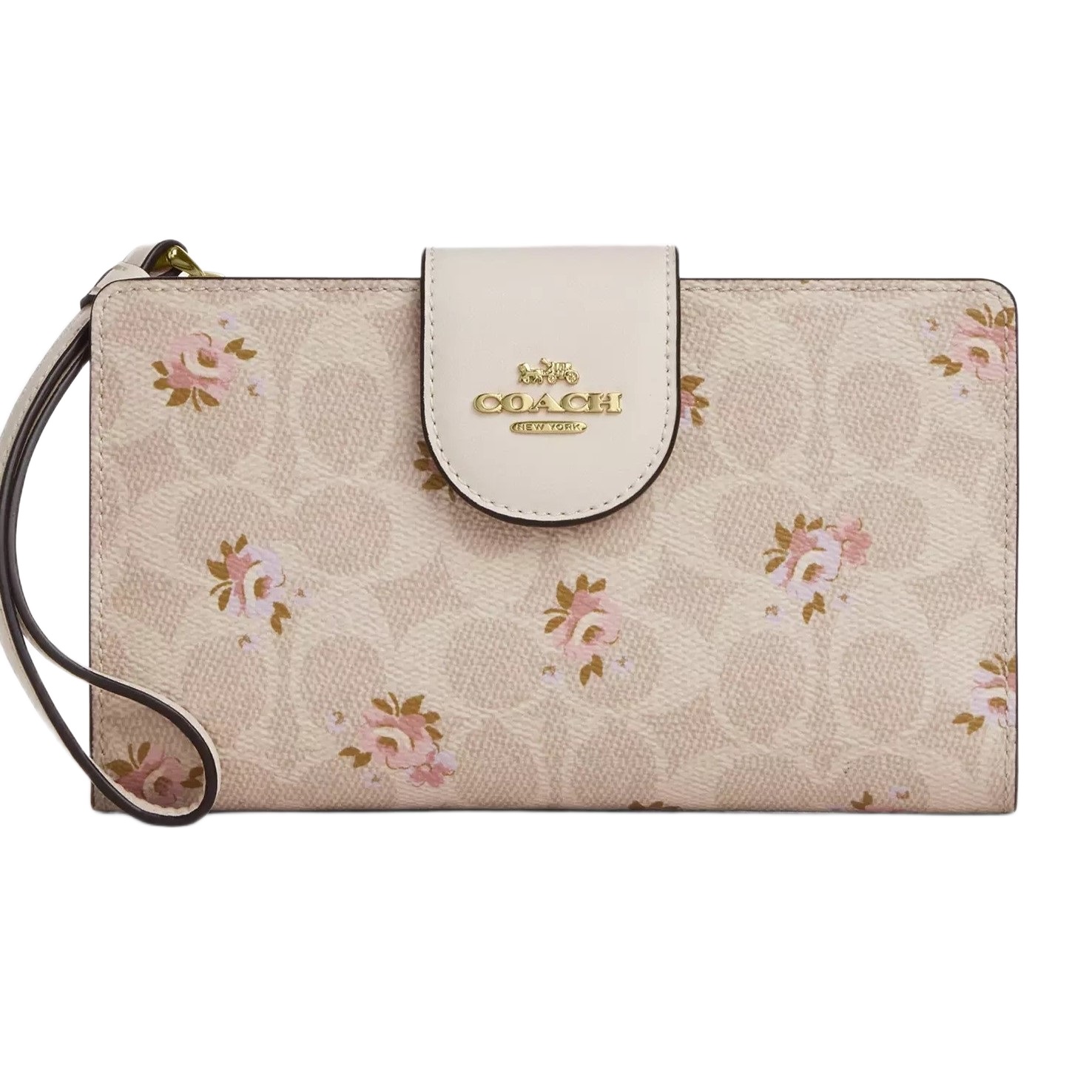 Ví điện thoại Coach Phone Wallet In Signature Canvas With Floral Print Sand Multi CAR11 3