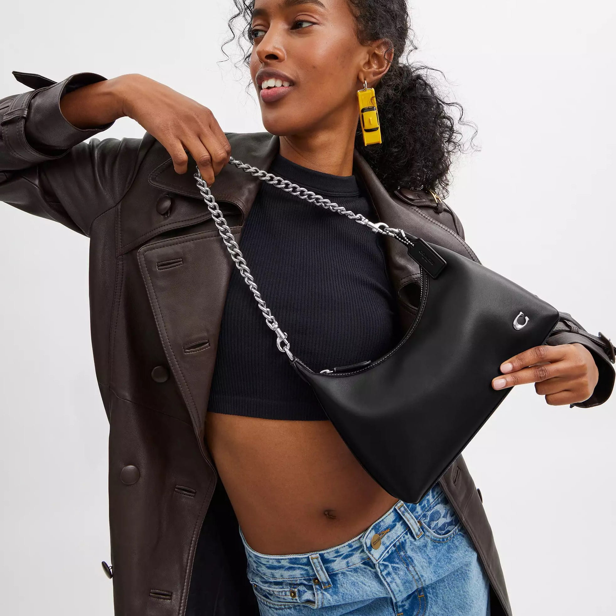 Túi kẹp nách Coach Juliet Shoulder Bag 25 Smooth Leather Black CW640 6