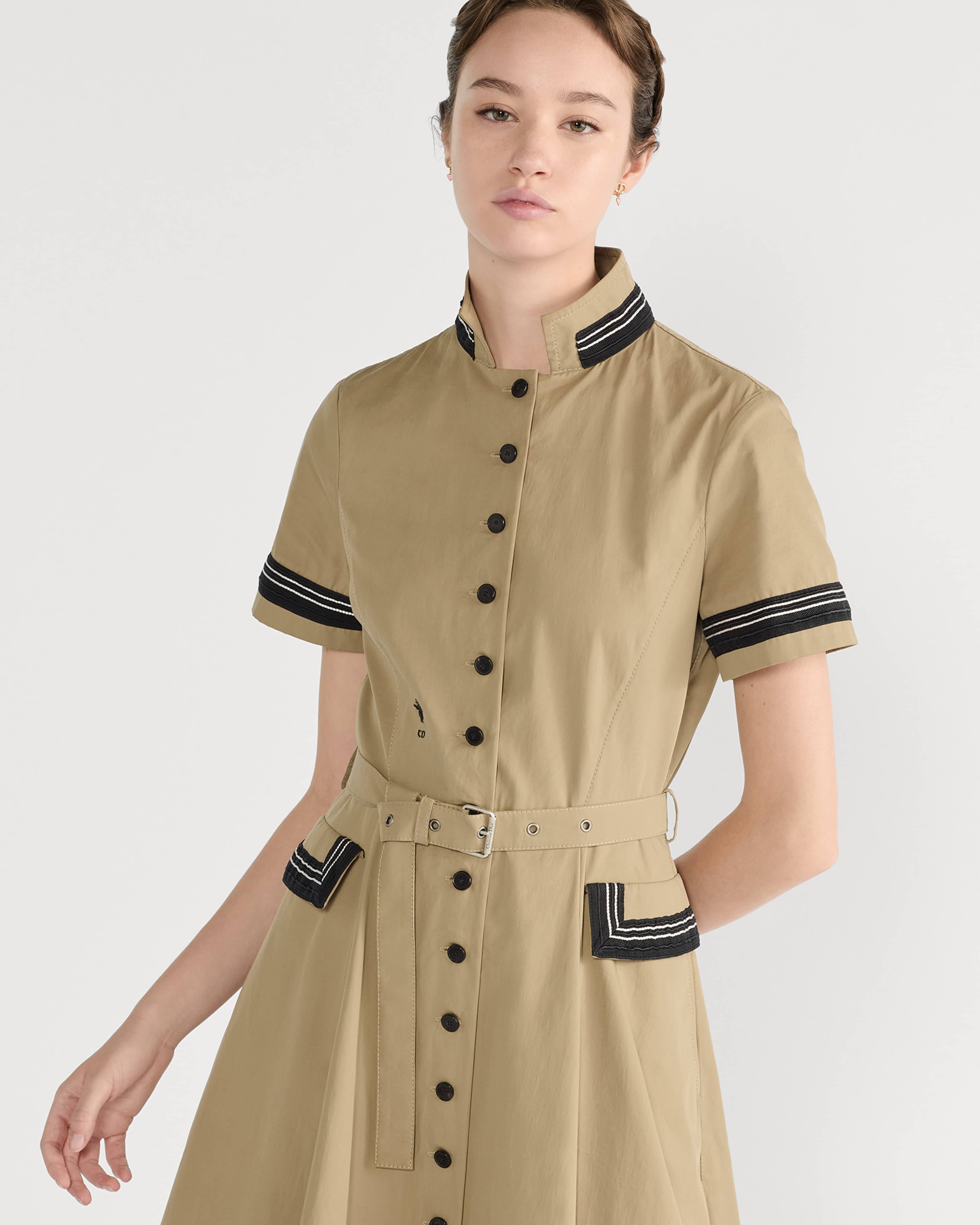 Đầm Dior Mid-Length Flared Shirtdress Beige Cotton Gabardine 3