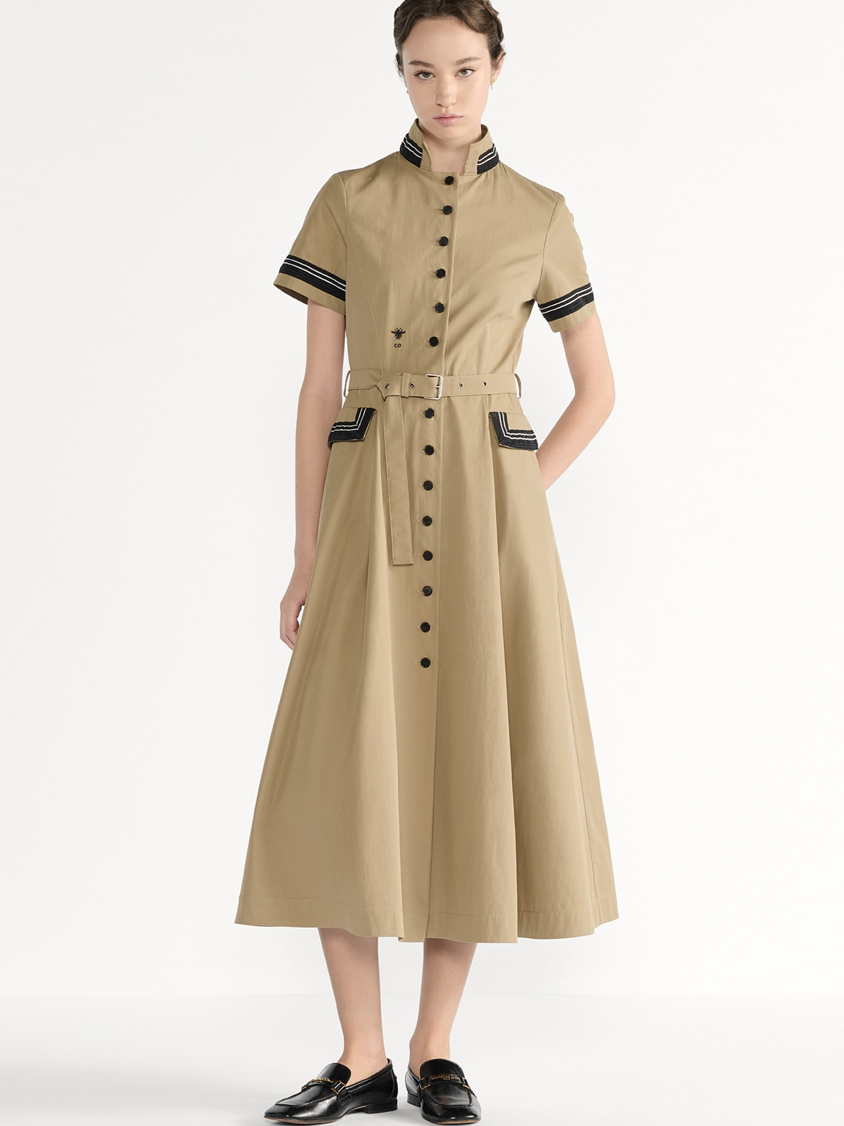 Đầm Dior Mid-Length Flared Shirtdress Beige Cotton Gabardine 7