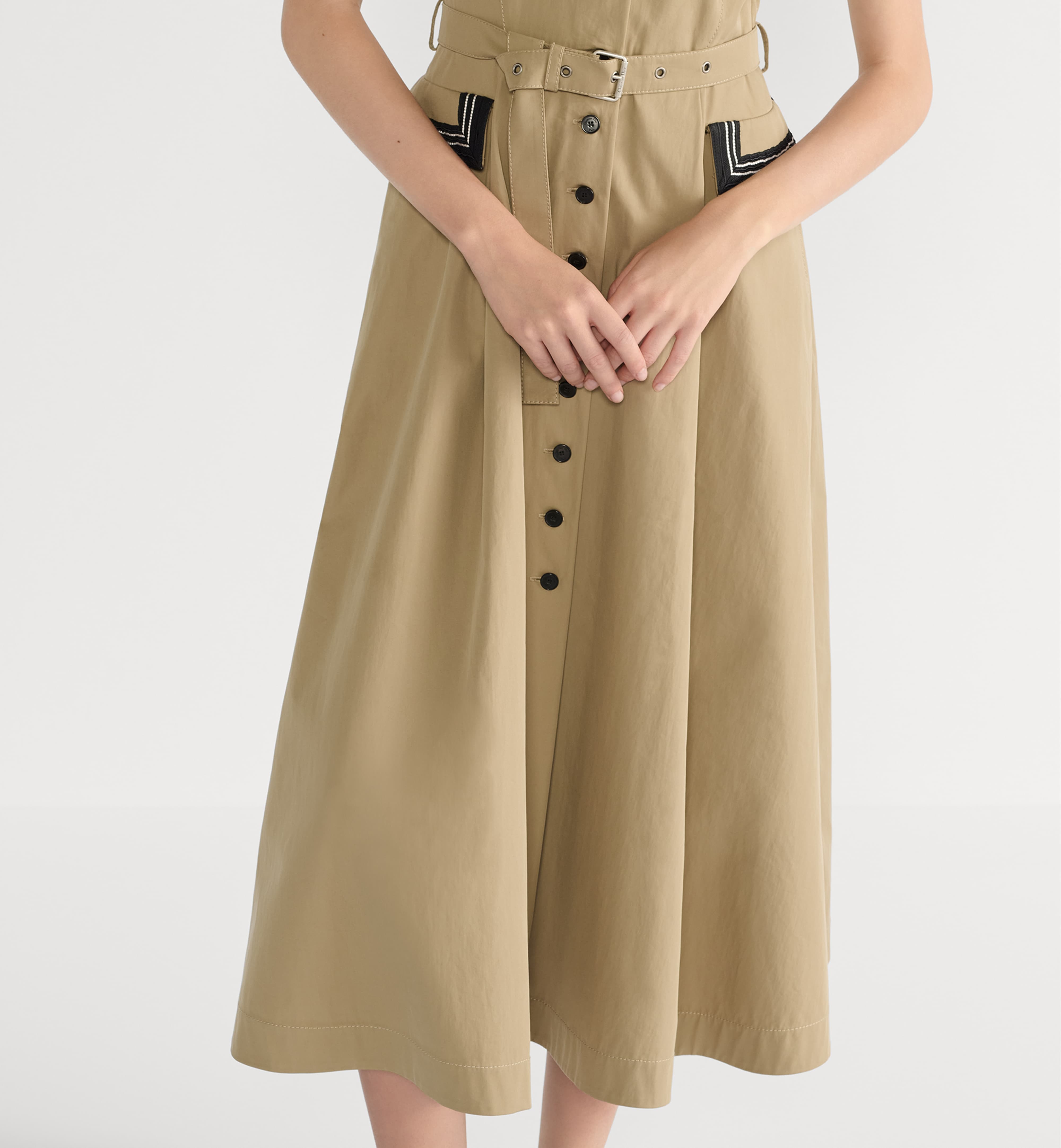 Đầm Dior Mid-Length Flared Shirtdress Beige Cotton Gabardine 4