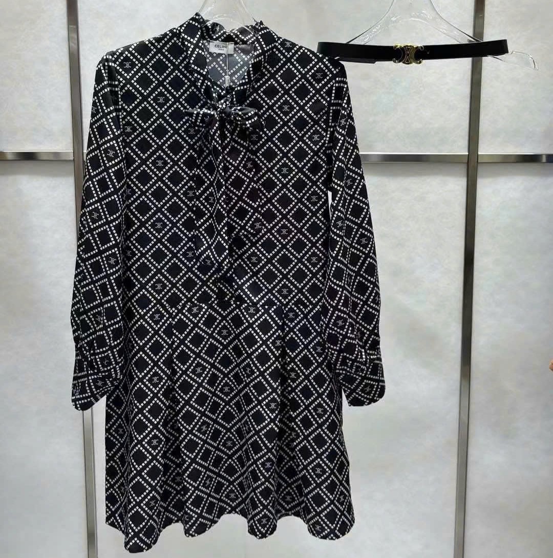 Áo đầm nơ kèm thắt lưng Celine 6
