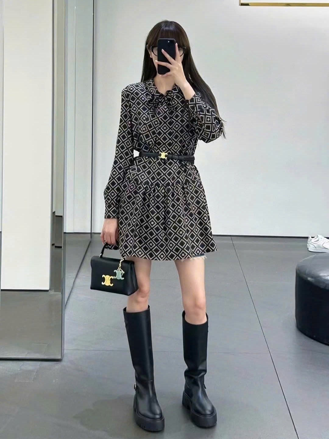 Áo đầm nơ kèm thắt lưng Celine 9