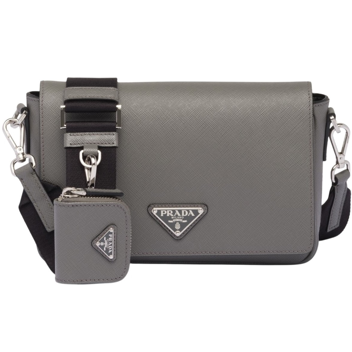 Túi đeo chéo Prada Saffiano Leather Shoulder Bag Grey 4