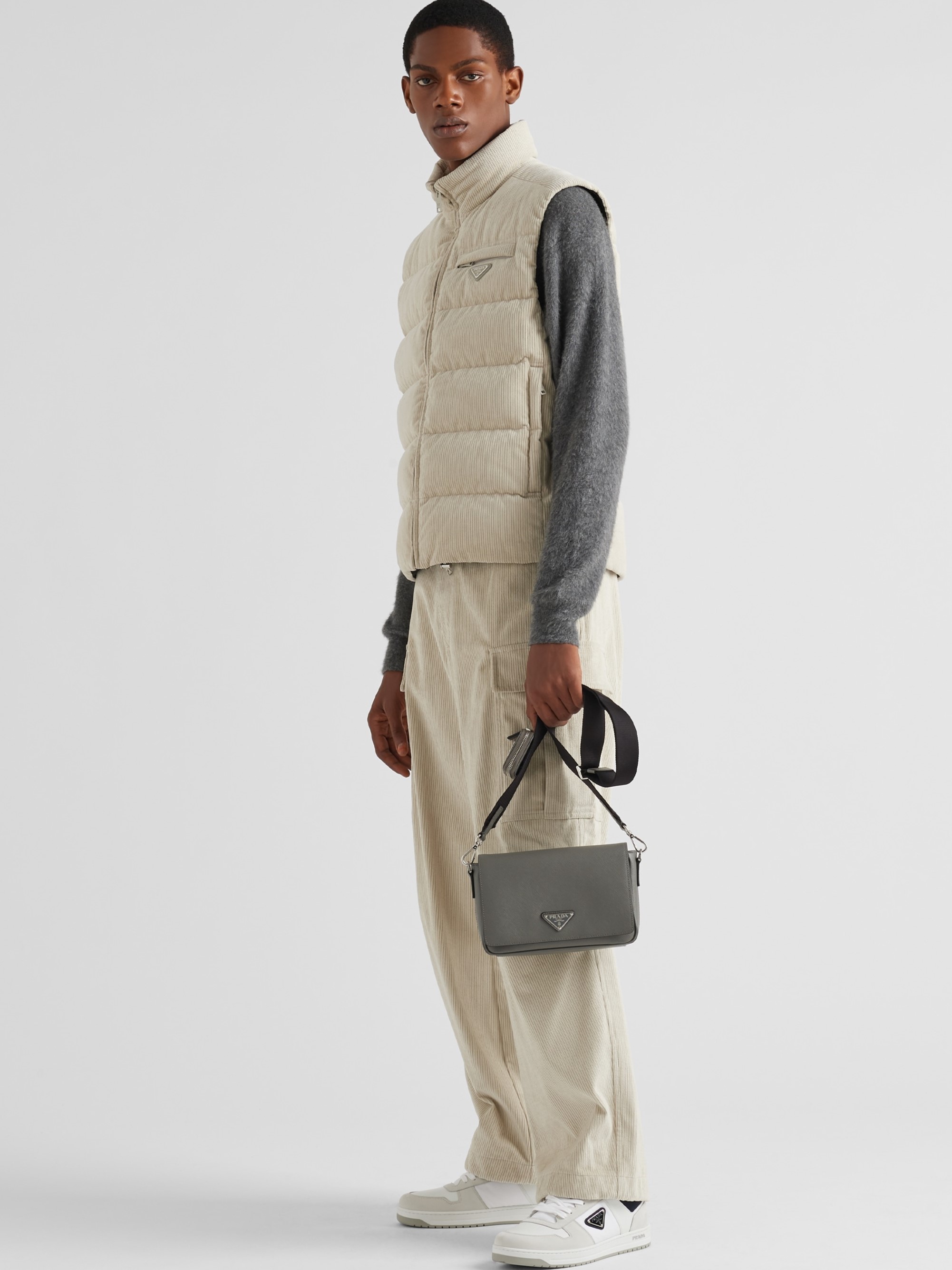 Túi đeo chéo Prada Saffiano Leather Shoulder Bag Grey 5