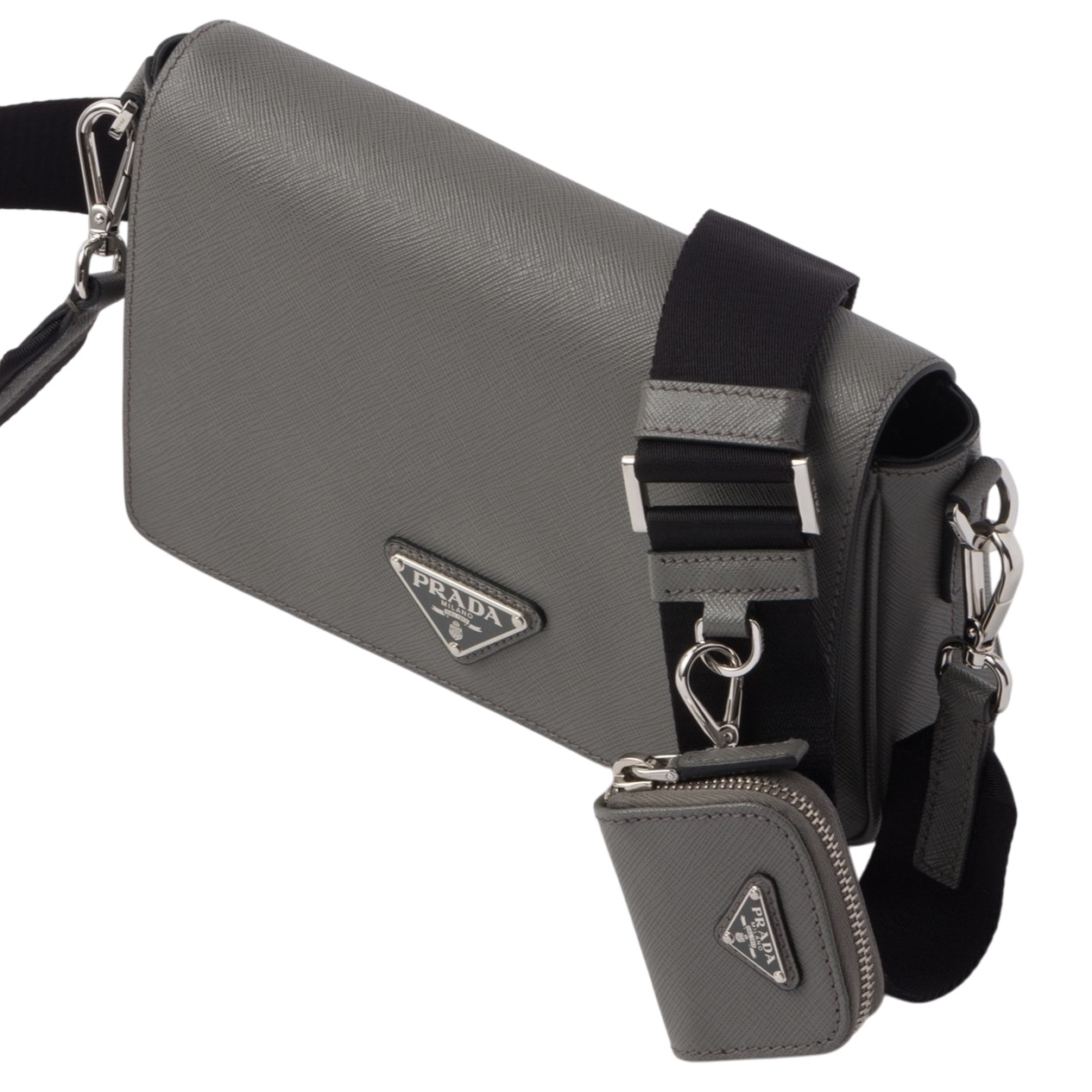 Túi đeo chéo Prada Saffiano Leather Shoulder Bag Grey 6