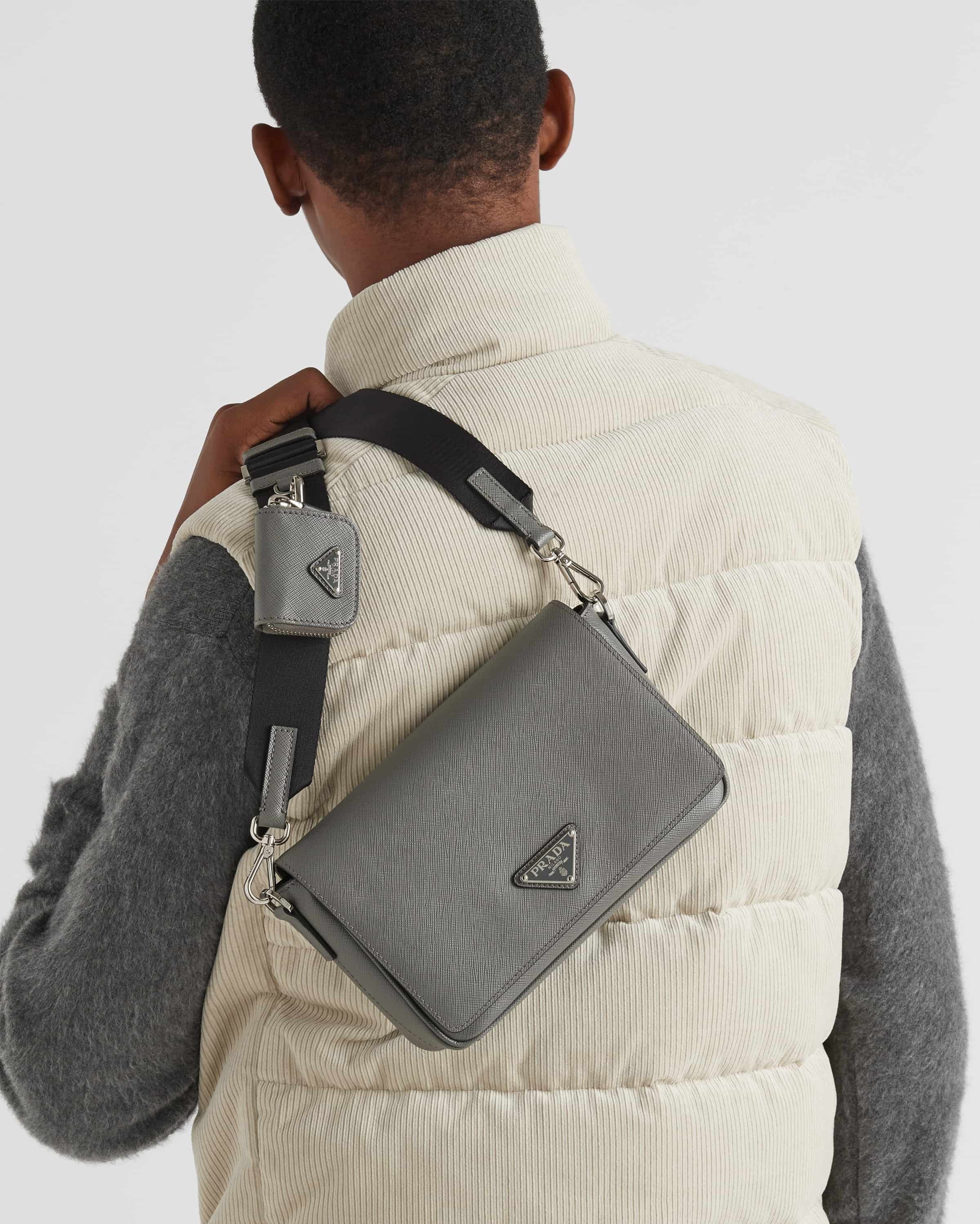 Túi đeo chéo Prada Saffiano Leather Shoulder Bag Grey 8