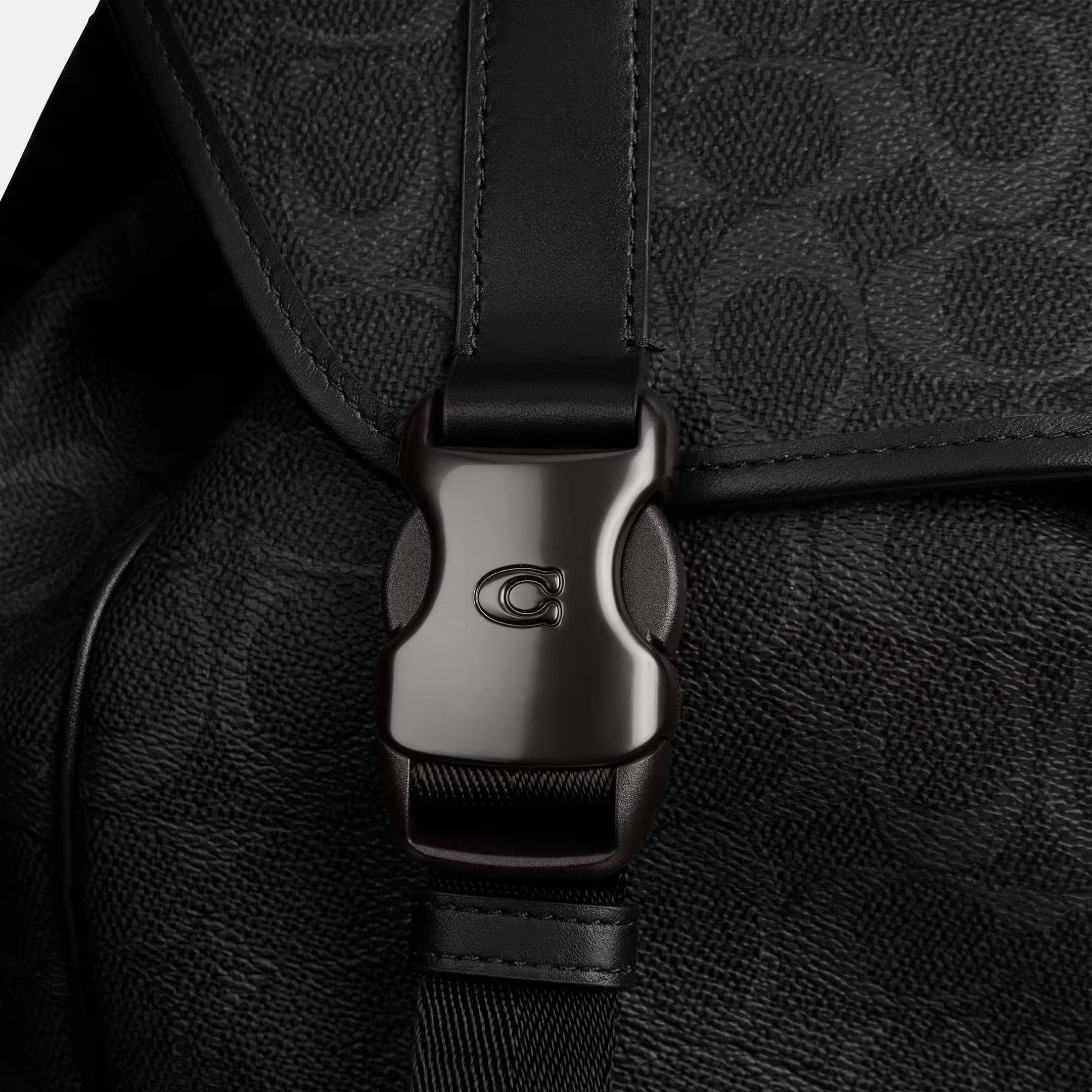 Balo Coach League Flap Backpack In Signature Canvas Black CU201 1