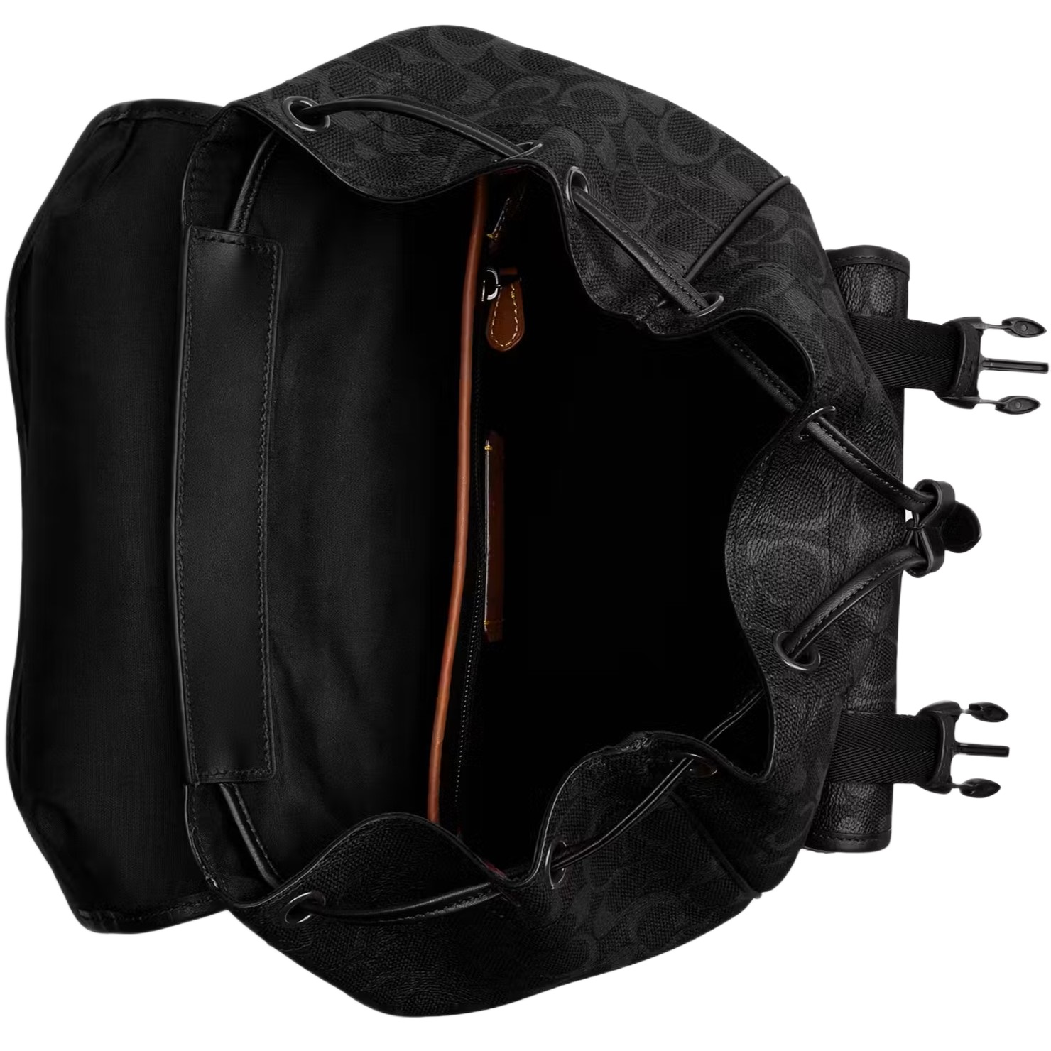 Balo Coach League Flap Backpack In Signature Canvas Black CU201 5