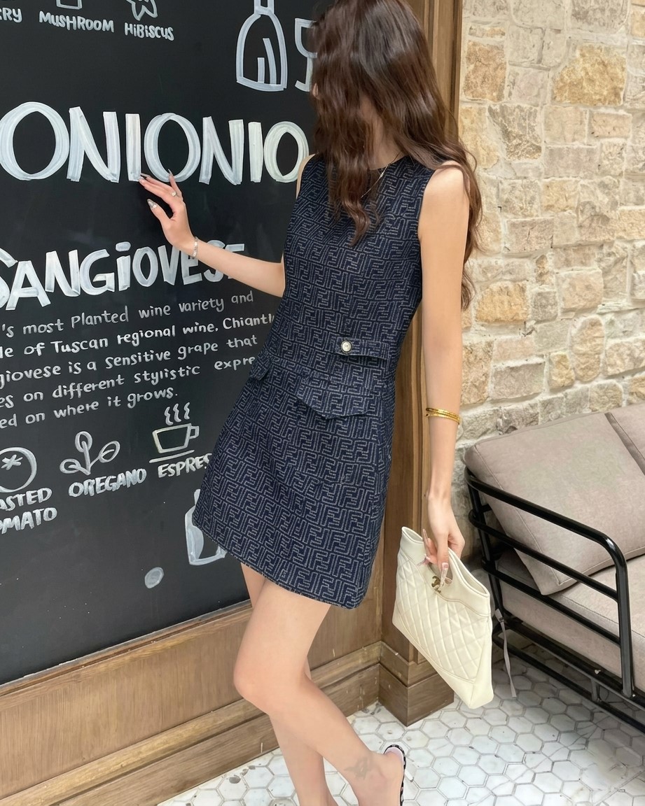 Áo đầm sát nách kèm nắp túi Fendi 9