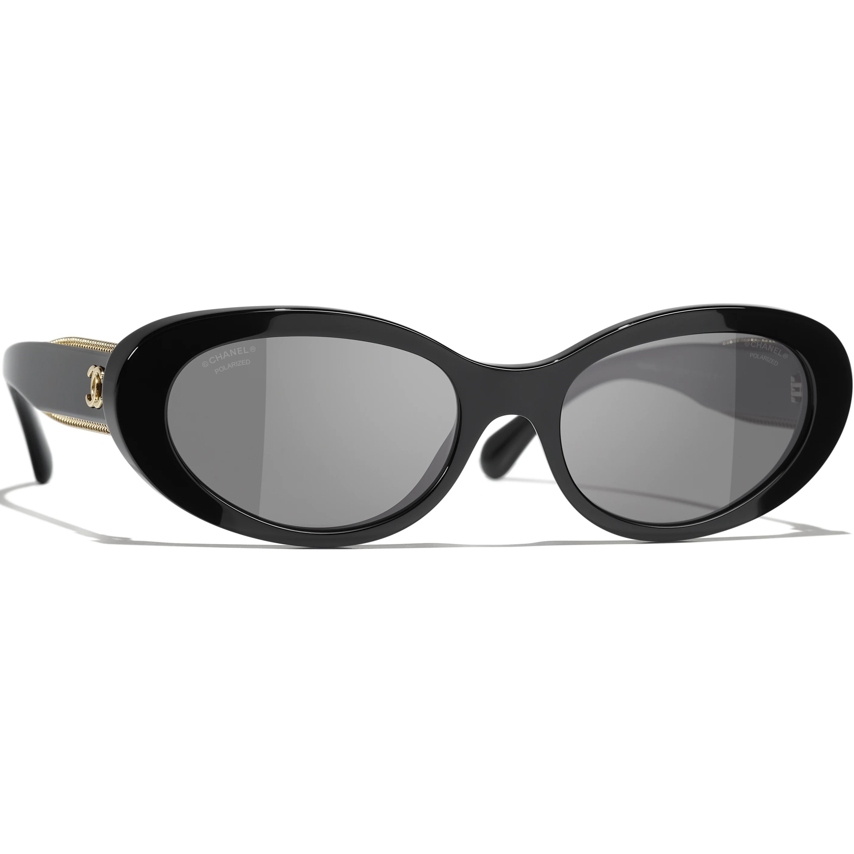 Kính mát Chanel Oval Sunglasses Acetate Black 5515 1
