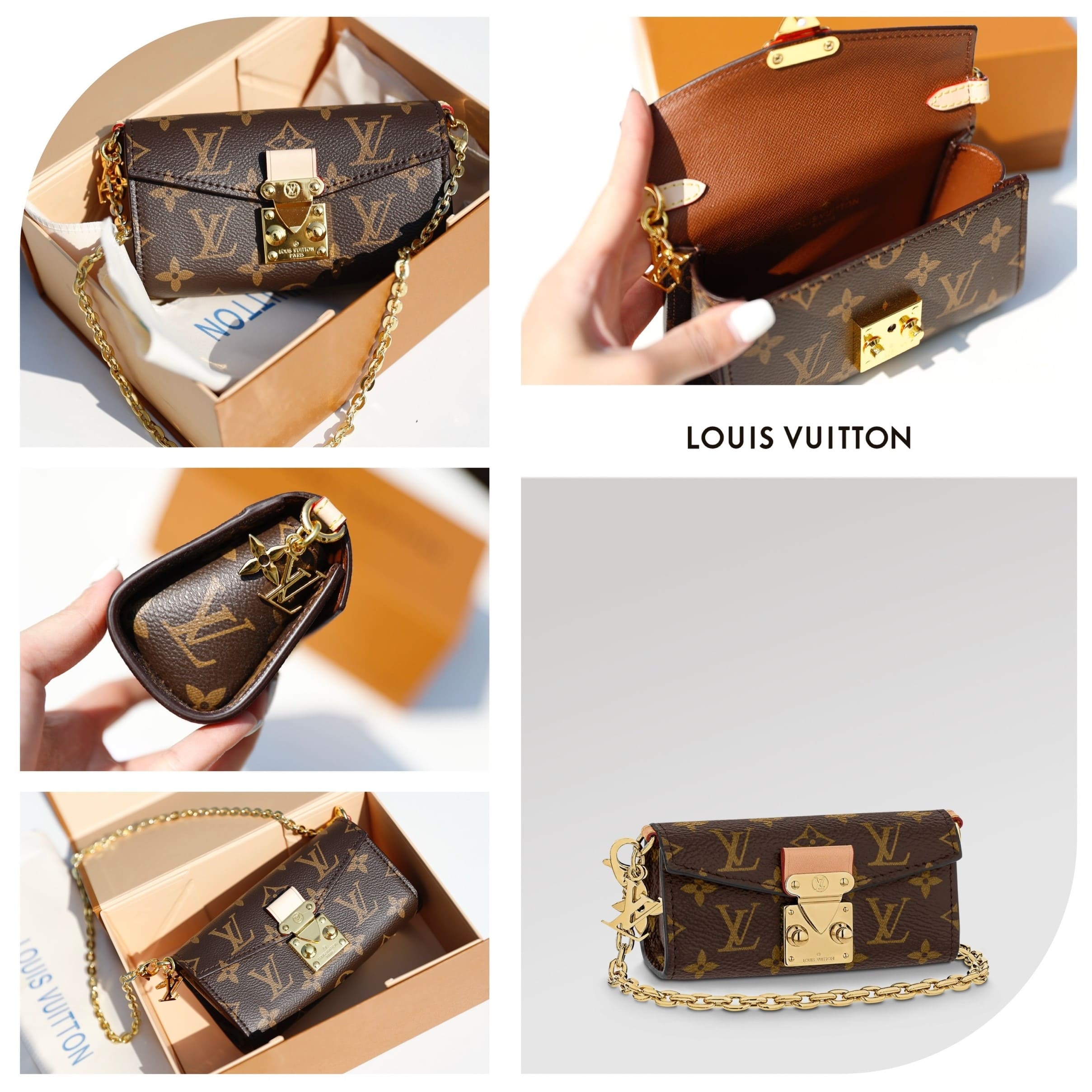 Clutch cầm tay LV Louis Vuitton Bitsy Pouch S00 Key Holders And Bag Charms