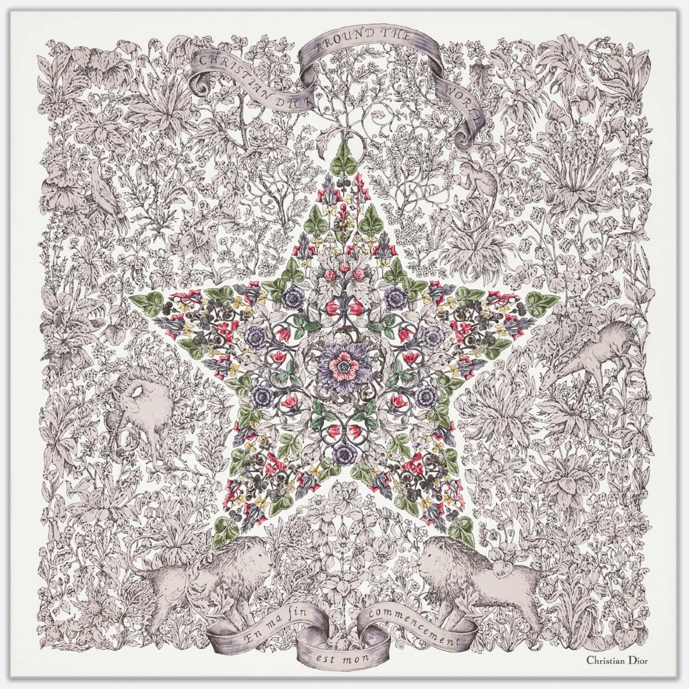 Khăn lụa Dior Around the World 90 Square Scarf 3
