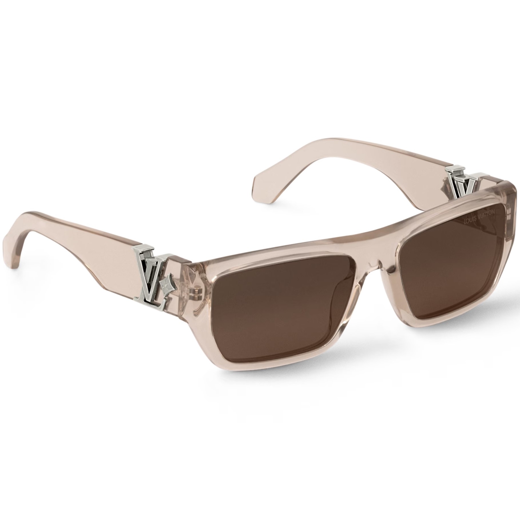 Mắt kính LV Louis Vuitton Flower Low Square Sunglasses Crystal Brown 5