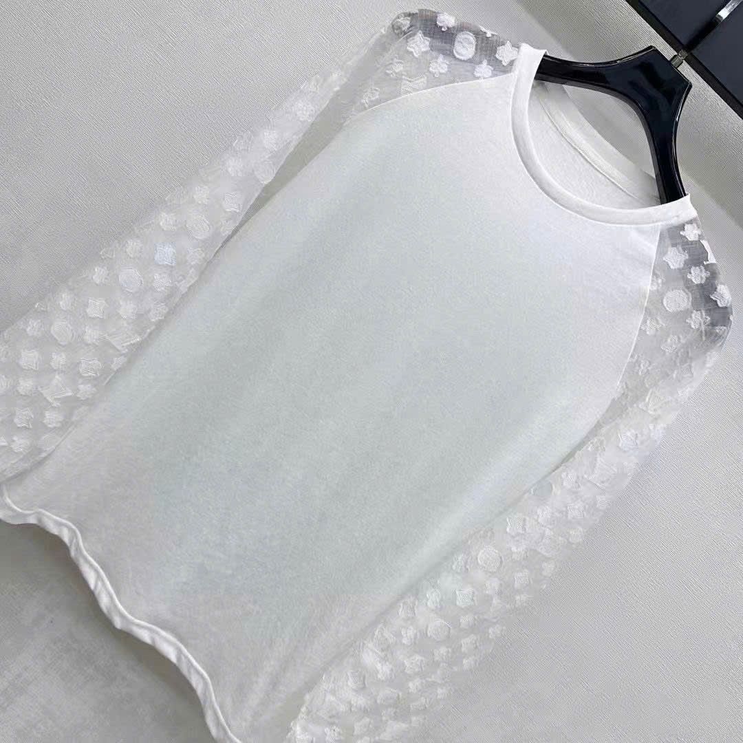 Set áo quần thun phối ren trắng LV 1