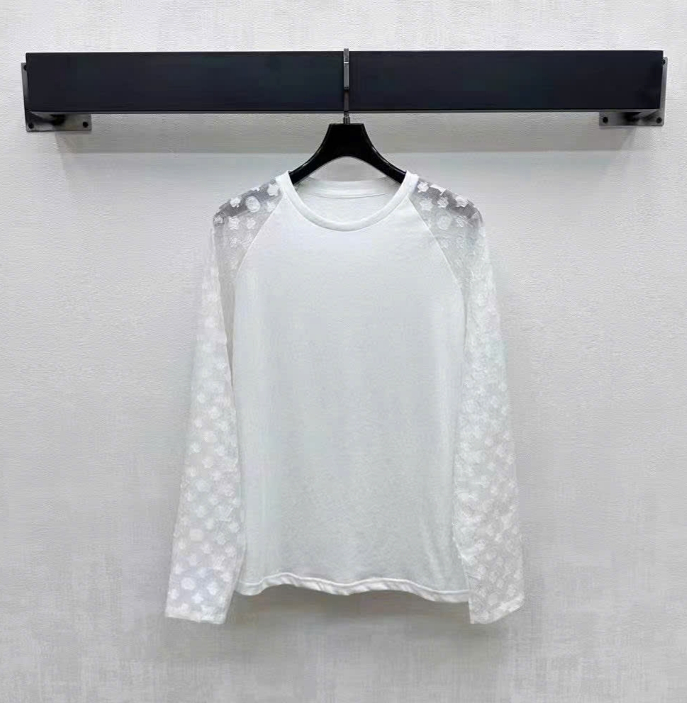 Set áo quần thun phối ren trắng LV 3