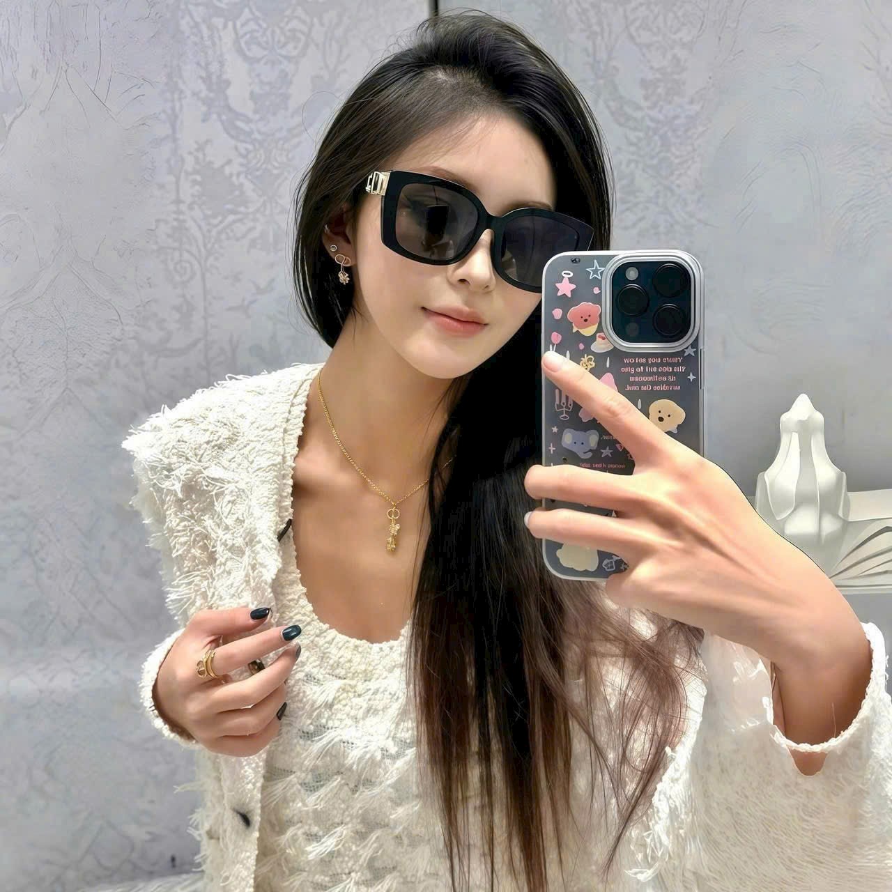 Mắt kính Dior 30Montaigne S13F Black Square Sunglasses 10