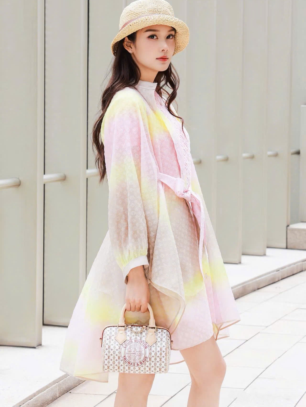Túi trống Louis Vuitton Speedy Bandoulière 20 LV Stamp Nude Rose 14