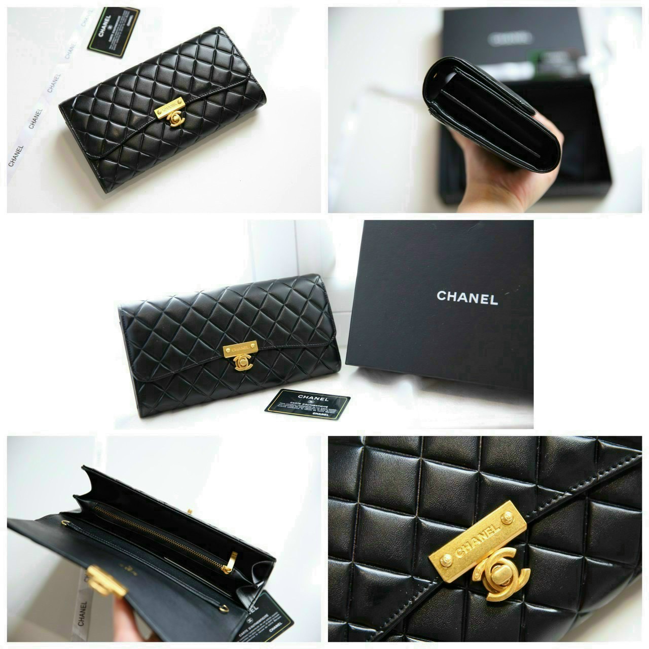 Chanel Black Quilted Caviar Leather Boy Zip Pouch Clutch Bag