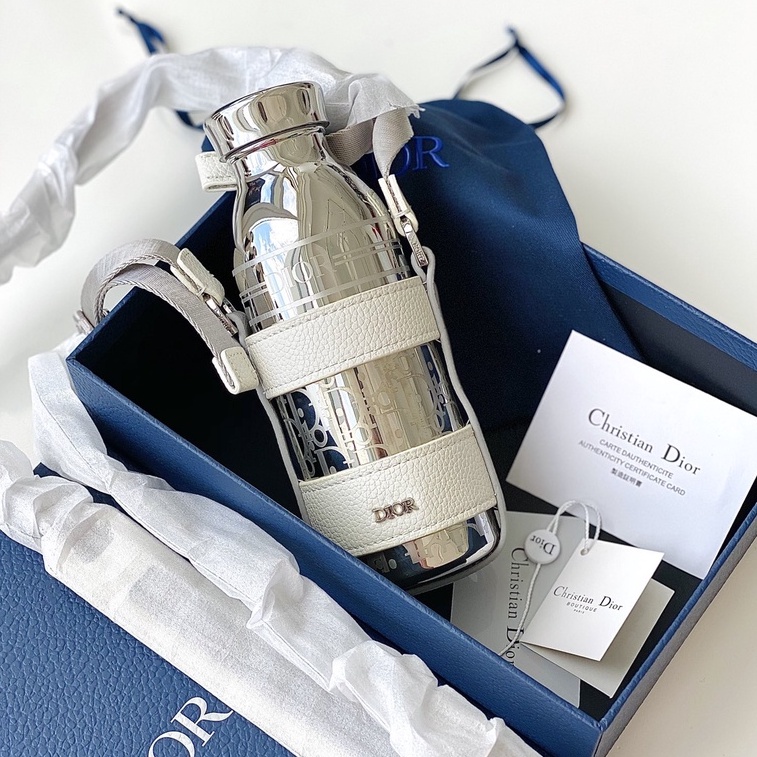 Bottle Holder with Shoulder Strap and Bottle  OffWhite Grained Calfs   Dior Couture UAE