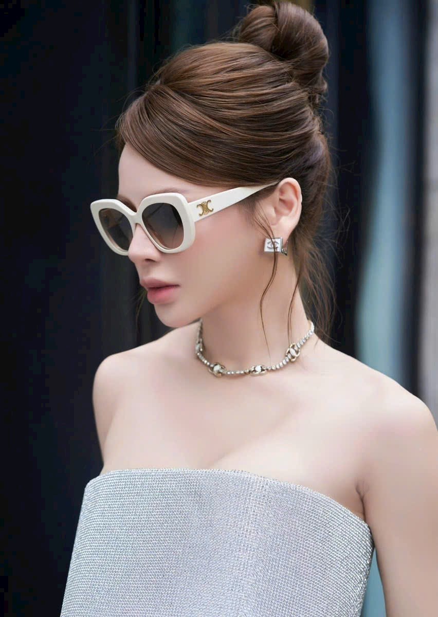 MẮT KÍNH NỮ CELINE TRIOMPHE 06 SUNGLASSES IN IVORY SQUARE ACETATE 6