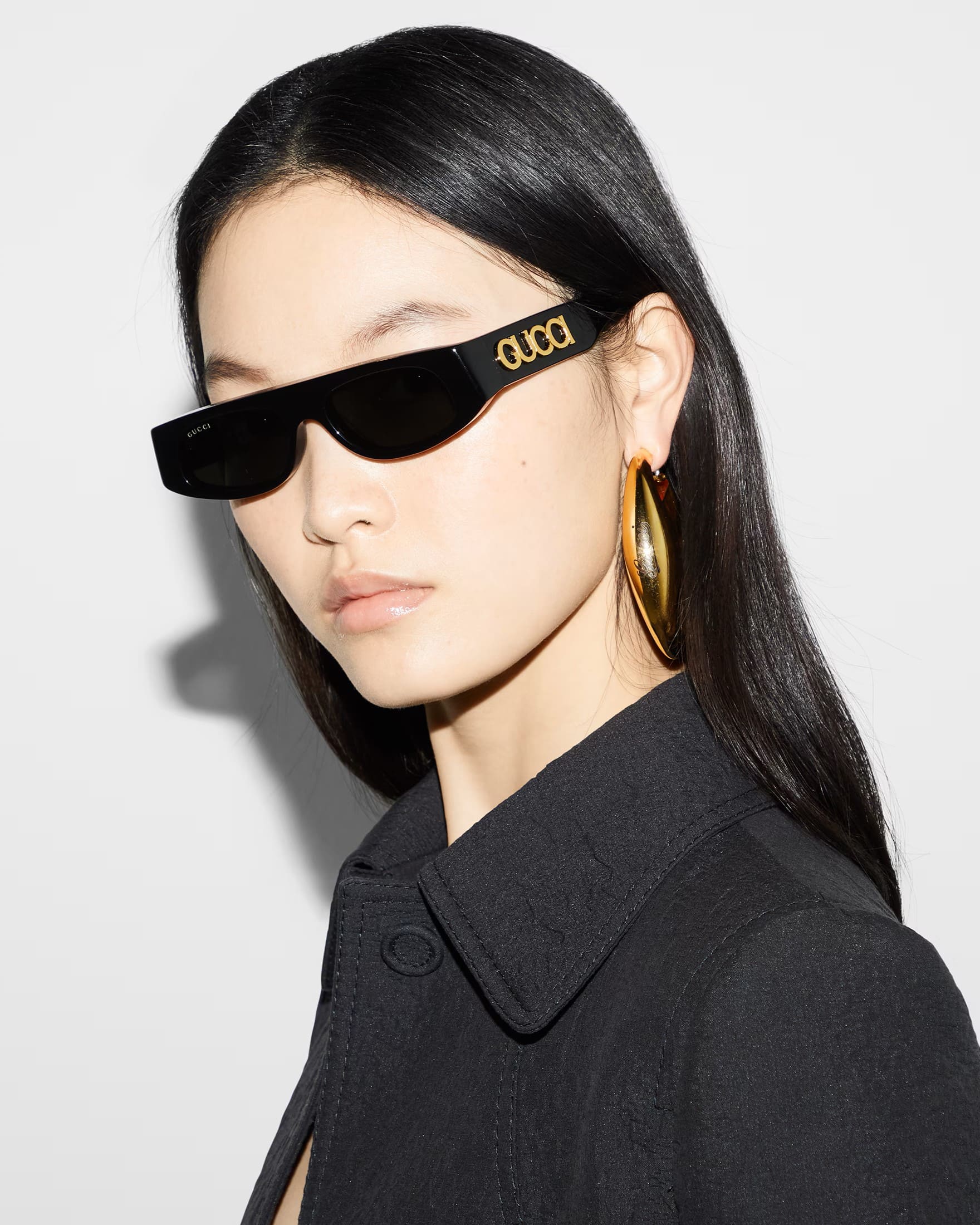 Kính Gucci Geometric Black Frame Sunglasses GG1771S 1
