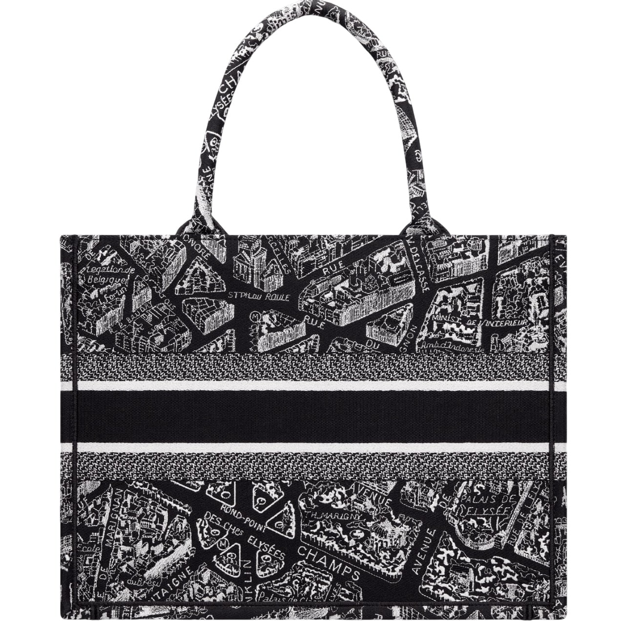 Túi Medium Dior Book Tote Black and White Plan de Paris Embroidery 5