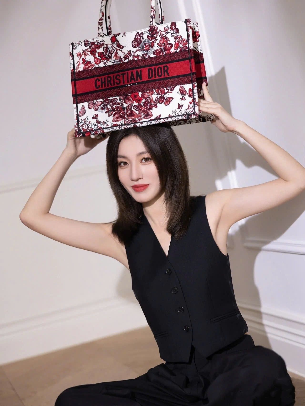 Túi Dior Medium Dior Book Tote White and Red Le Coeur des Papillons Embroidery 1