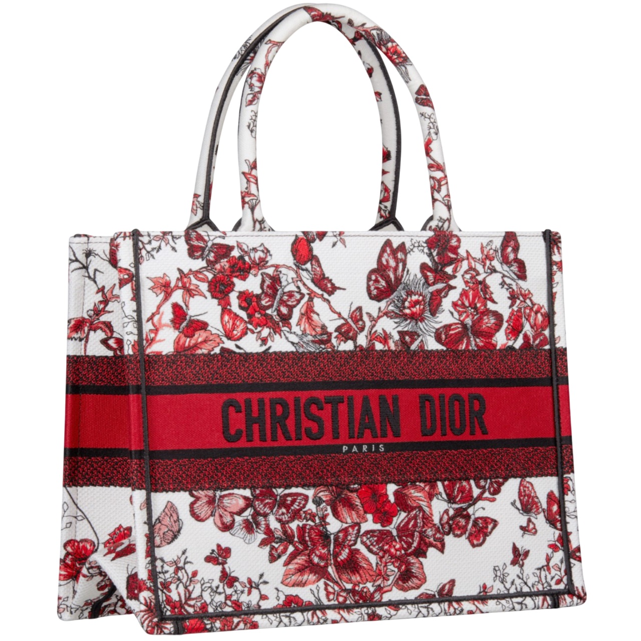 Túi Dior Medium Dior Book Tote White and Red Le Coeur des Papillons Embroidery 3