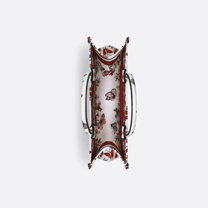 Túi Dior Medium Dior Book Tote White and Red Le Coeur des Papillons Embroidery 7