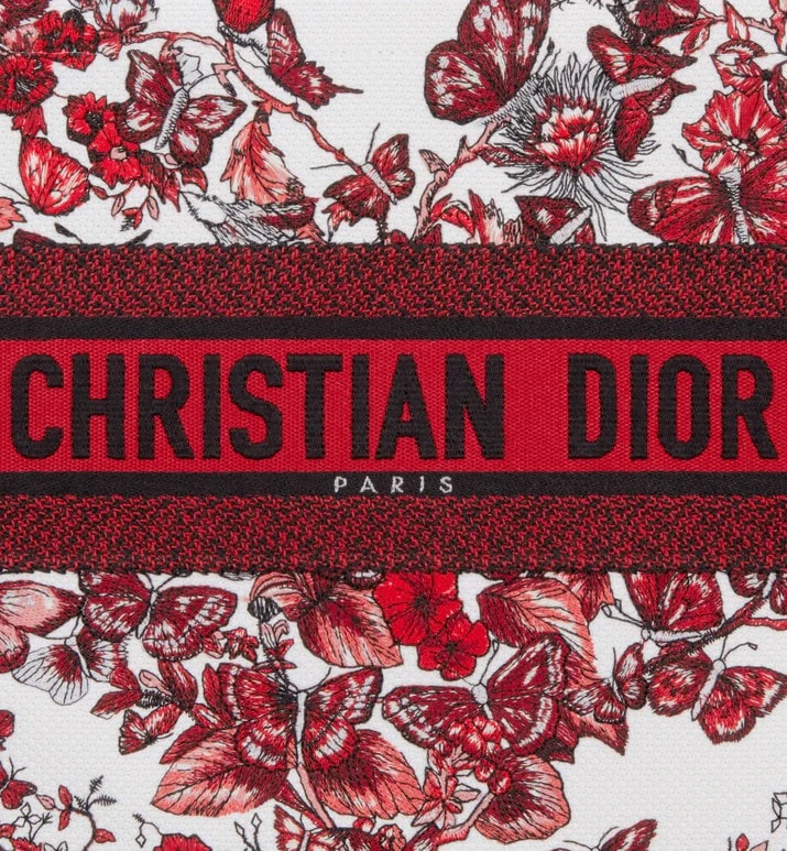 Túi Dior Medium Dior Book Tote White and Red Le Coeur des Papillons Embroidery 8