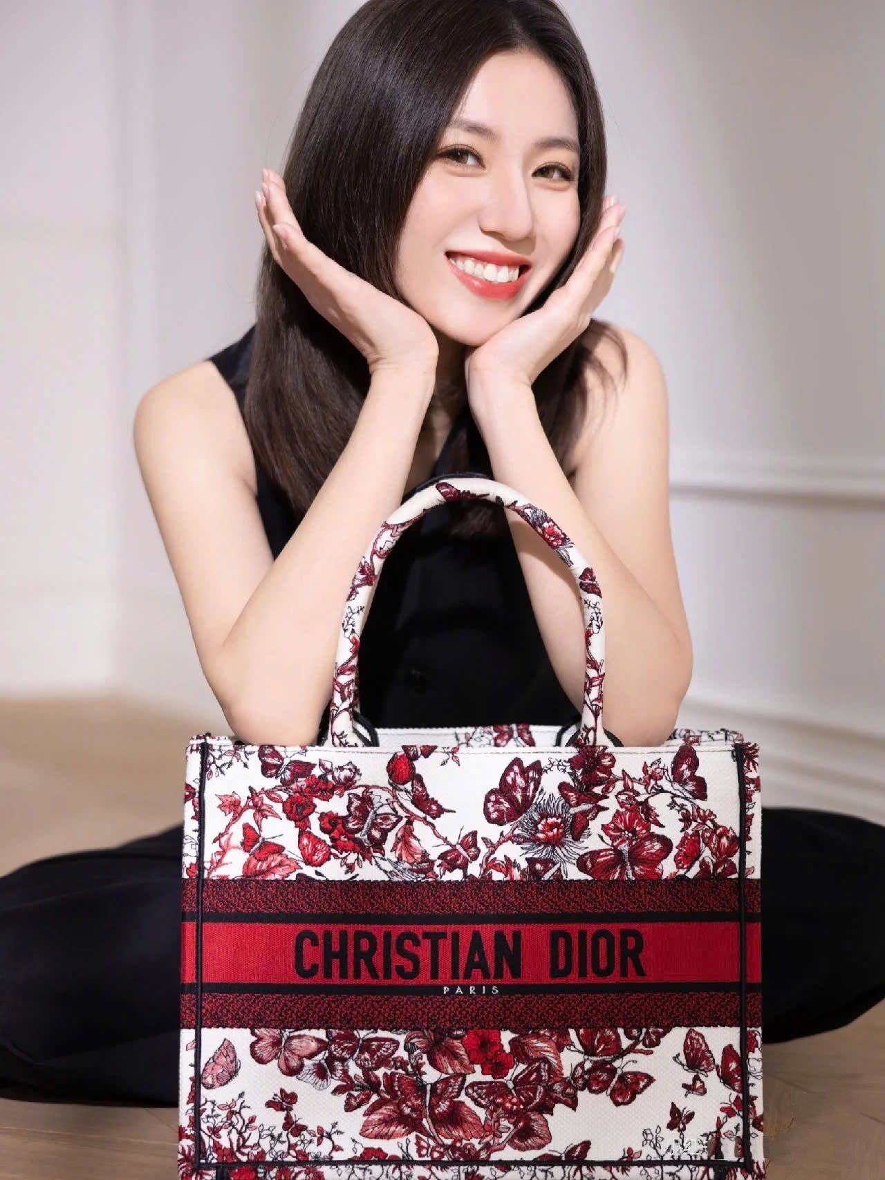Túi Dior Medium Dior Book Tote White and Red Le Coeur des Papillons Embroidery 9